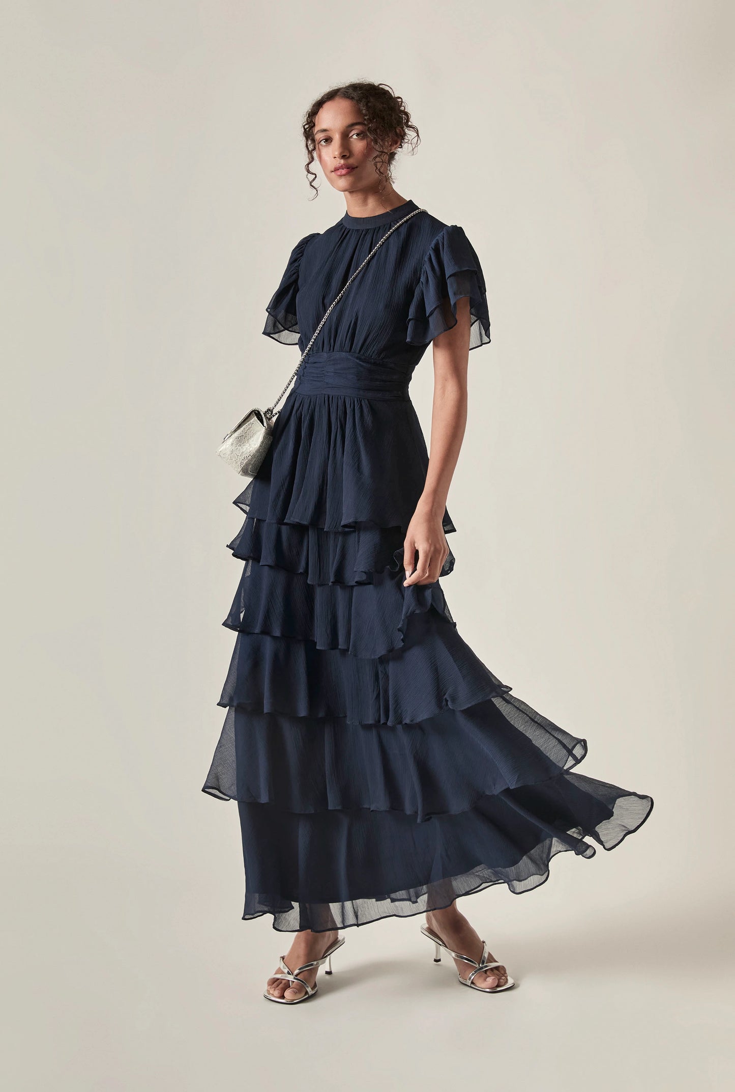 Tiered Ruffle Maxi Dress – Navy