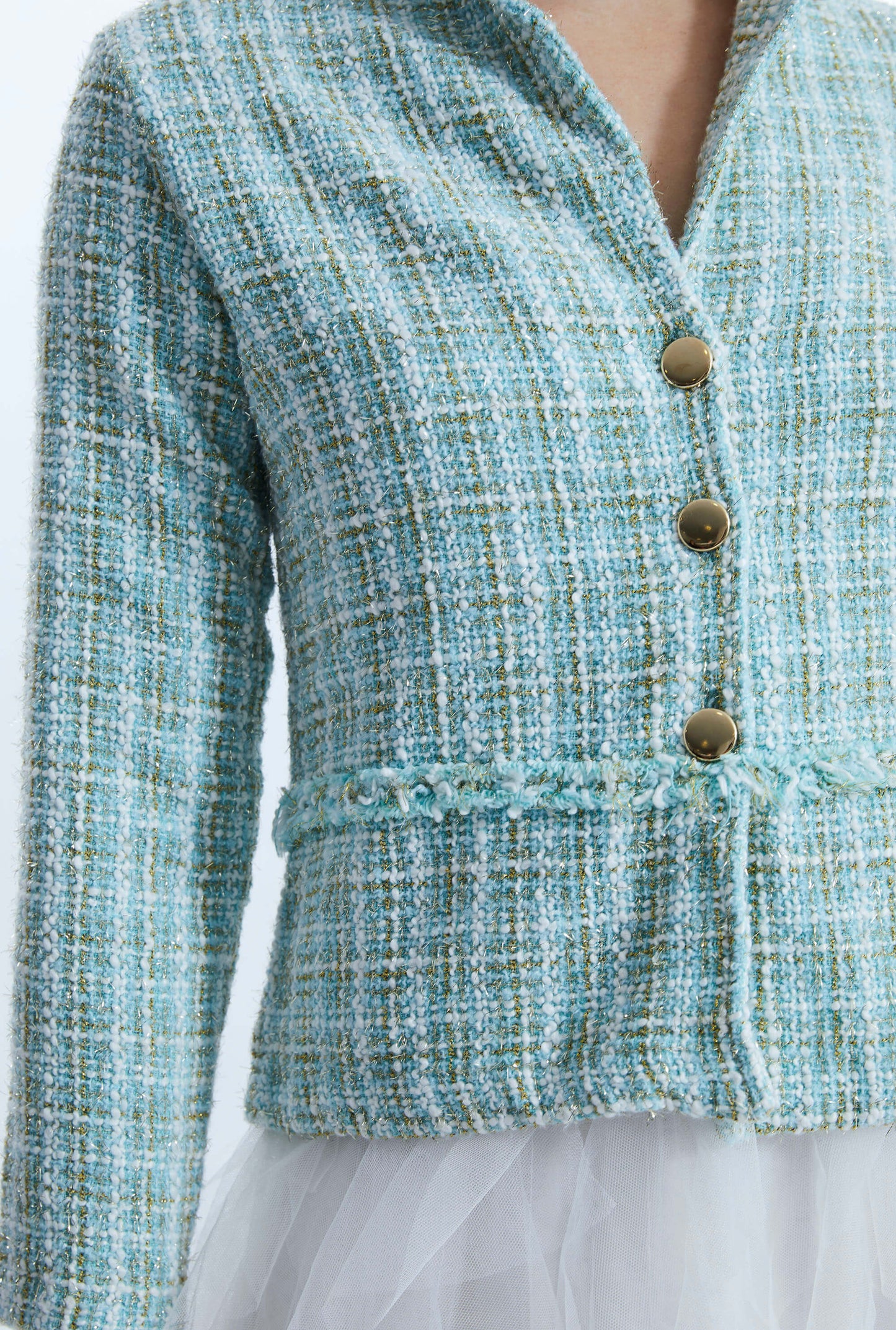 Tiered Tweed Jacket Green