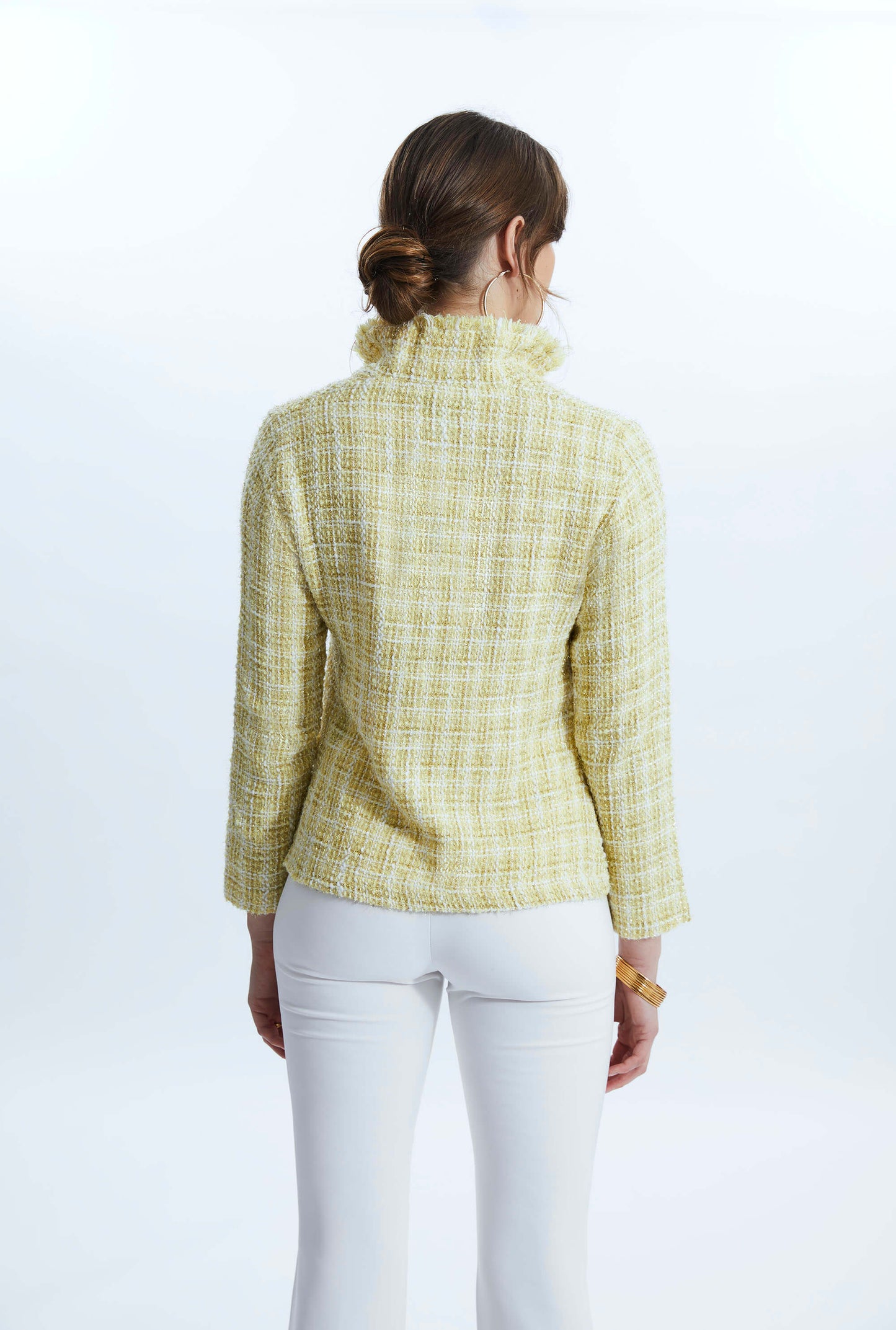 Tiered Tweed Jacket Yellow