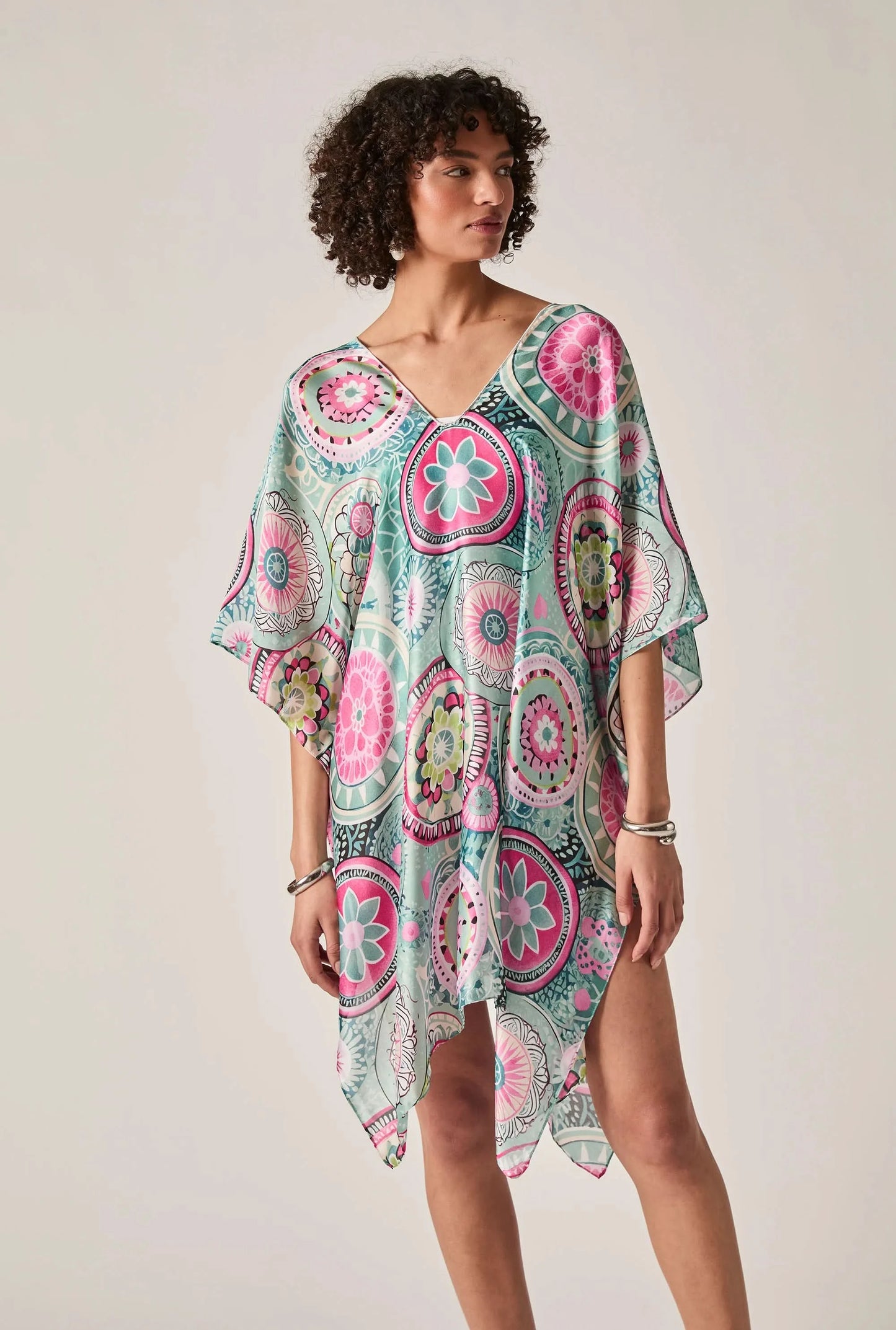Turquoise Mandala Print Kaftan