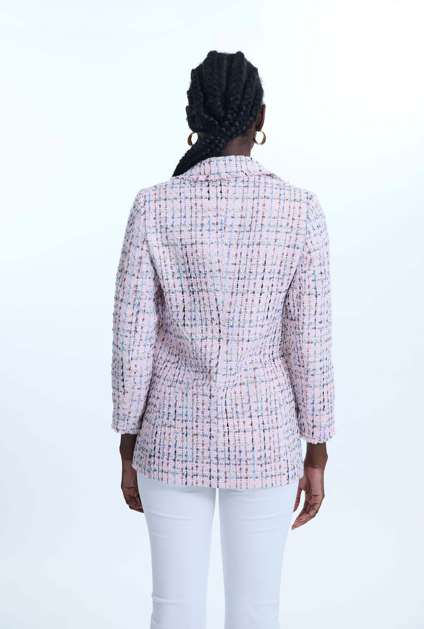 Tweed Detail Blazer Pink