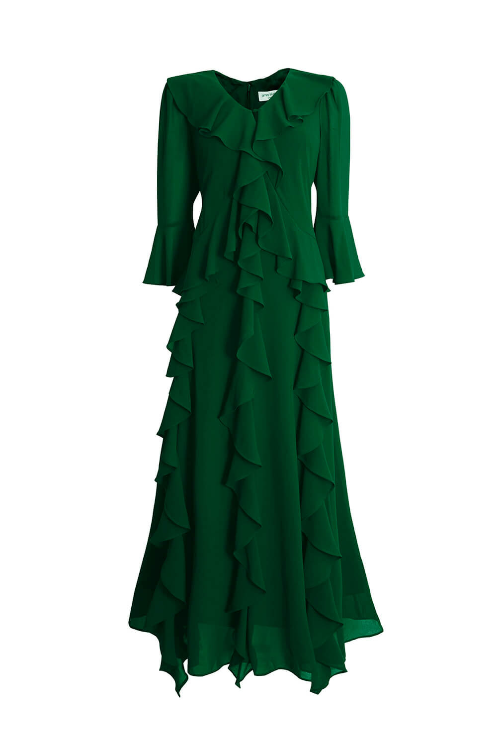 V-Neck Ruffle Green Dress