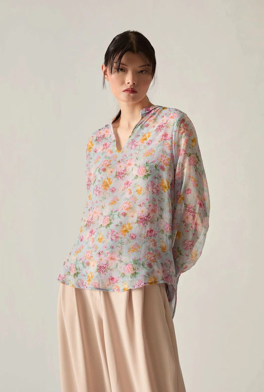 Vintage Floral Print Blouse