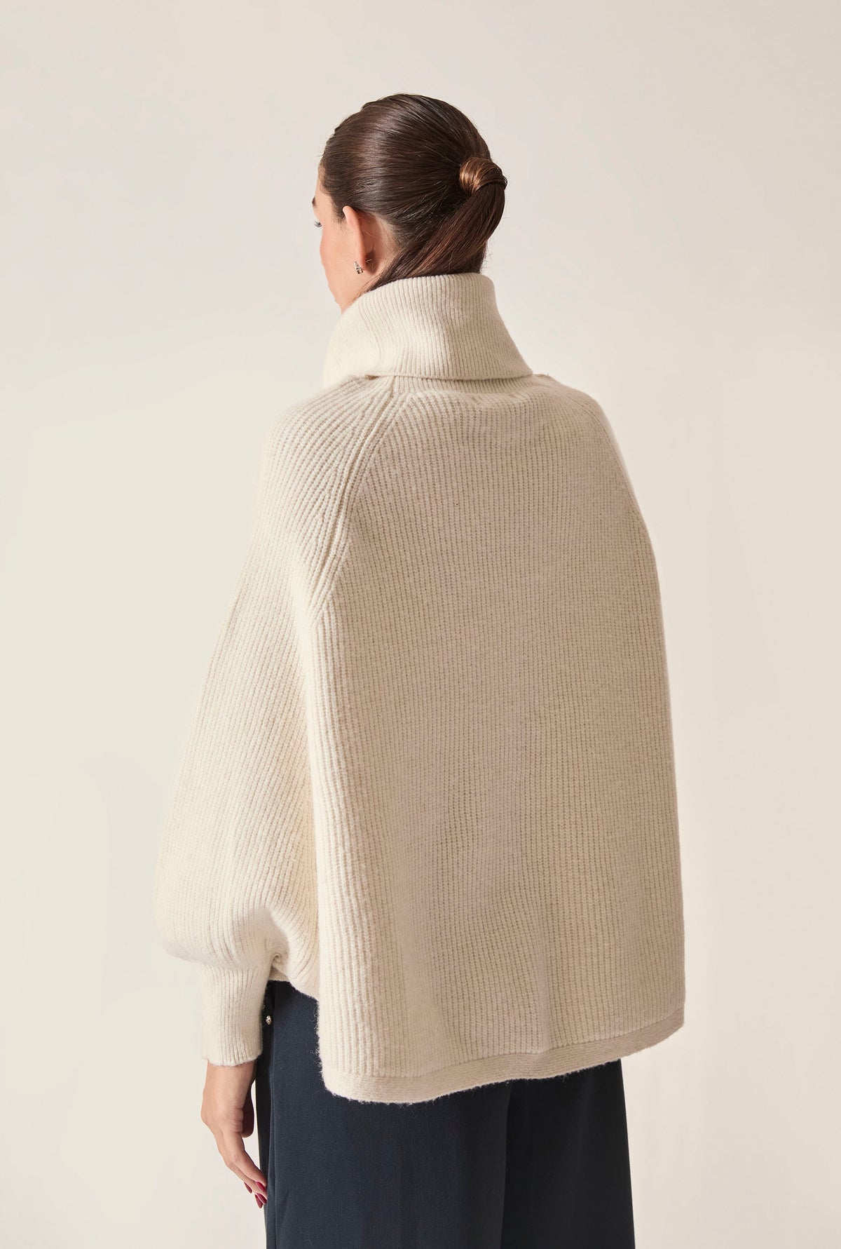 White Balloon Sleeve Roll Neck Jumper