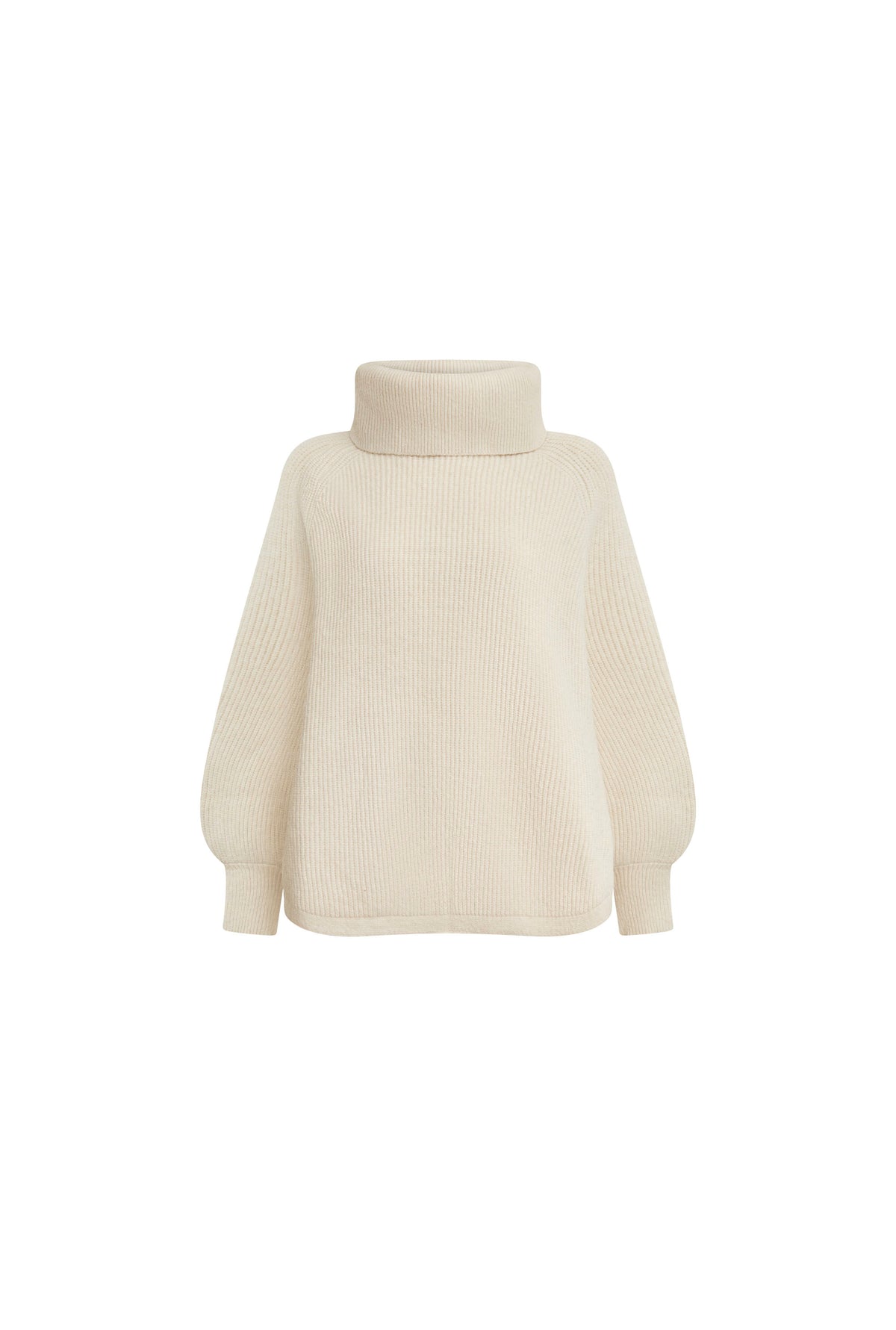 White Balloon Sleeve Roll Neck Jumper
