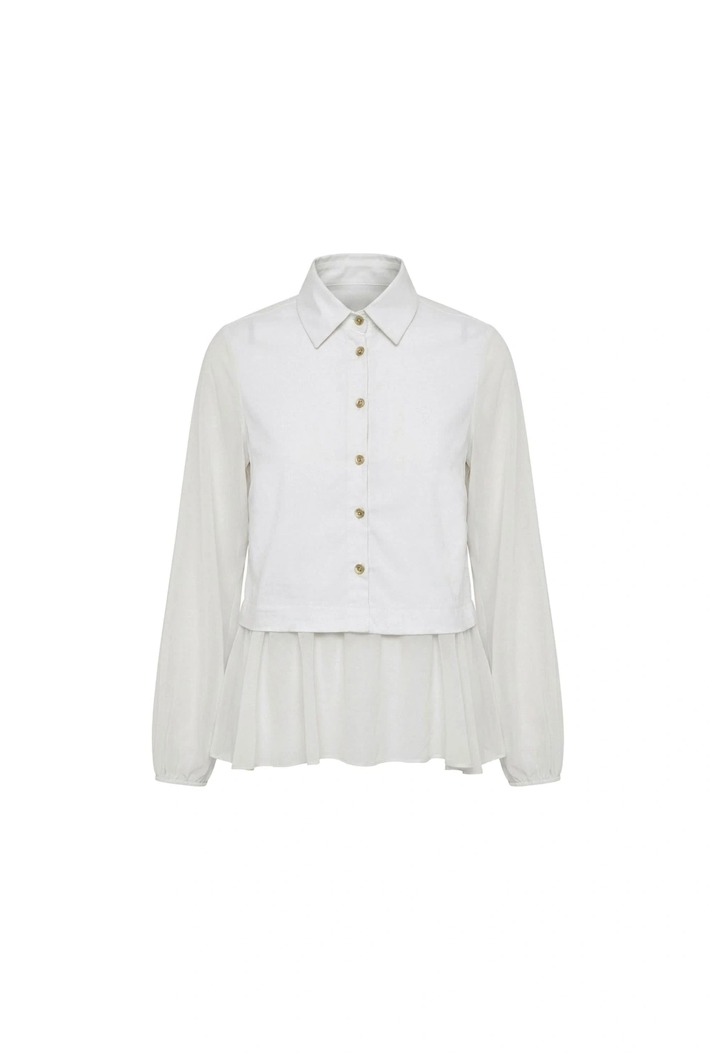 White Contrast Hem Blouse