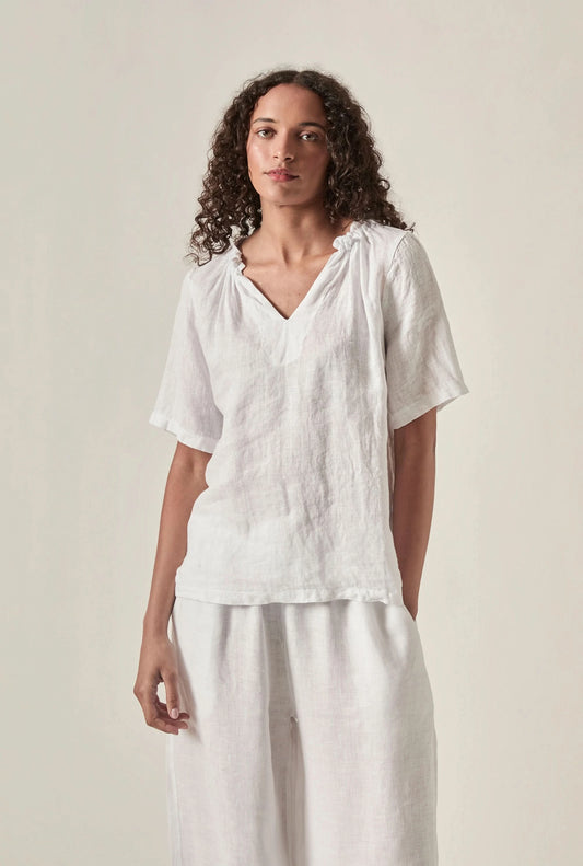 White Pure Linen Blouse