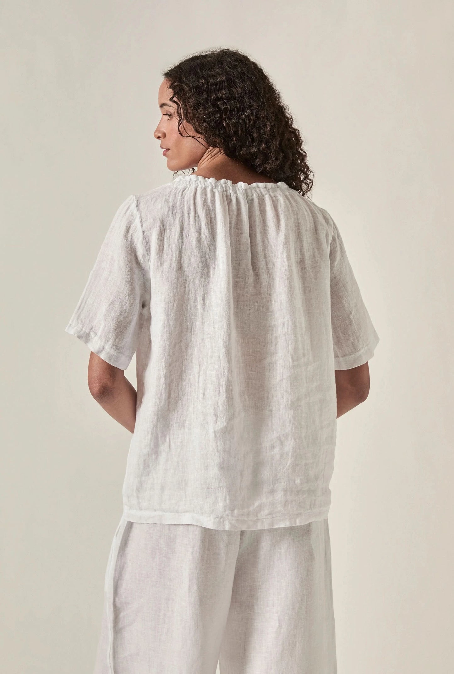 White Pure Linen Blouse
