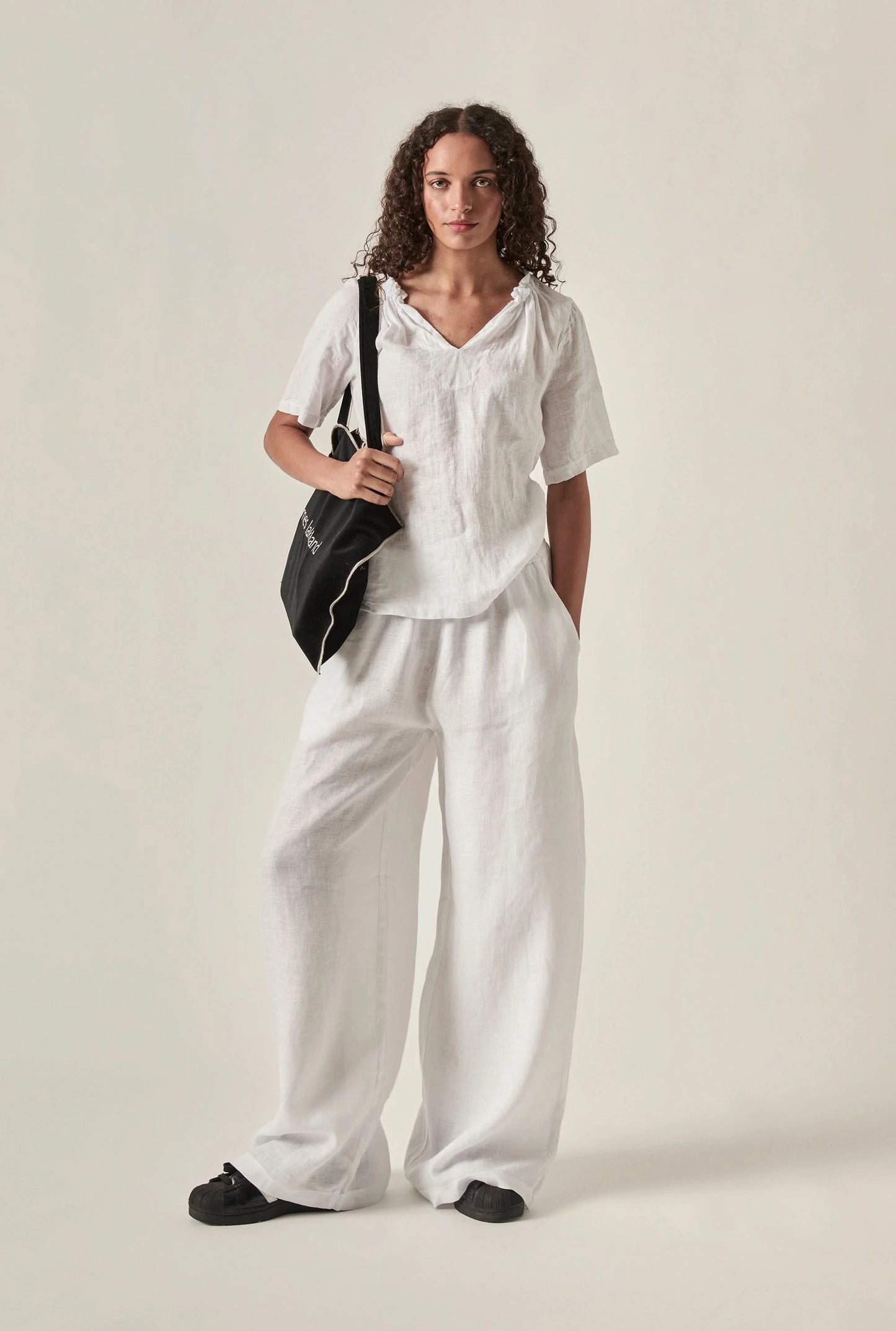 White Pure Linen Blouse