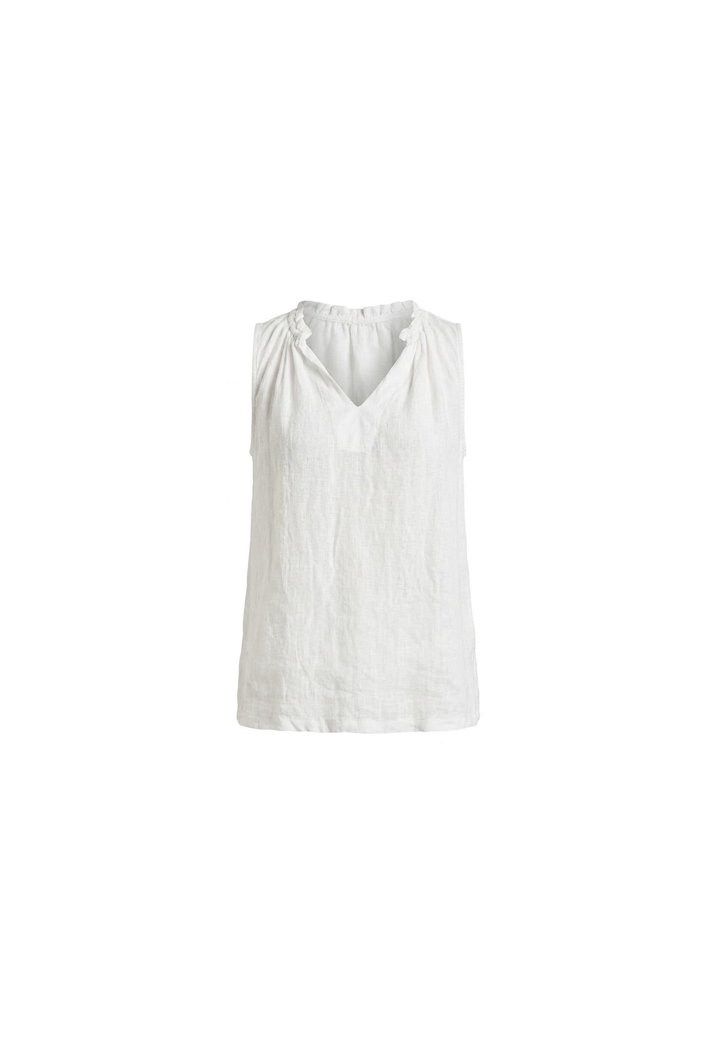 White Pure Linen Sleeveless Top