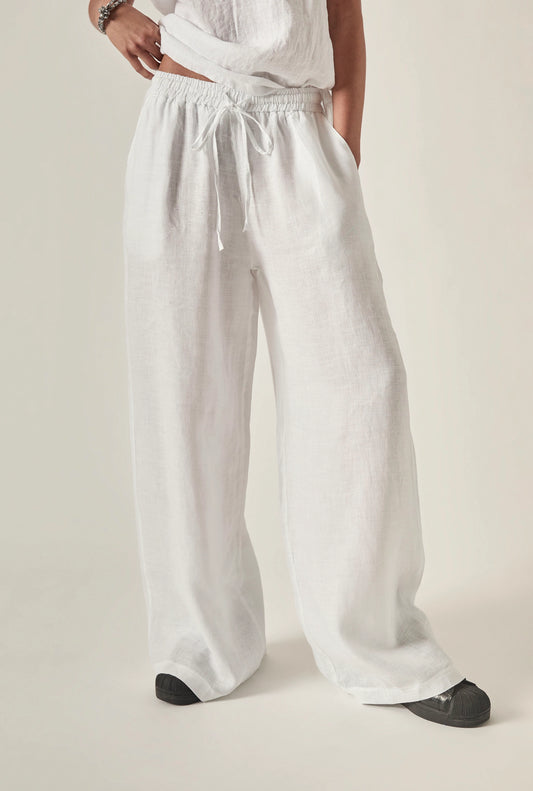 White Pure Linen Trousers