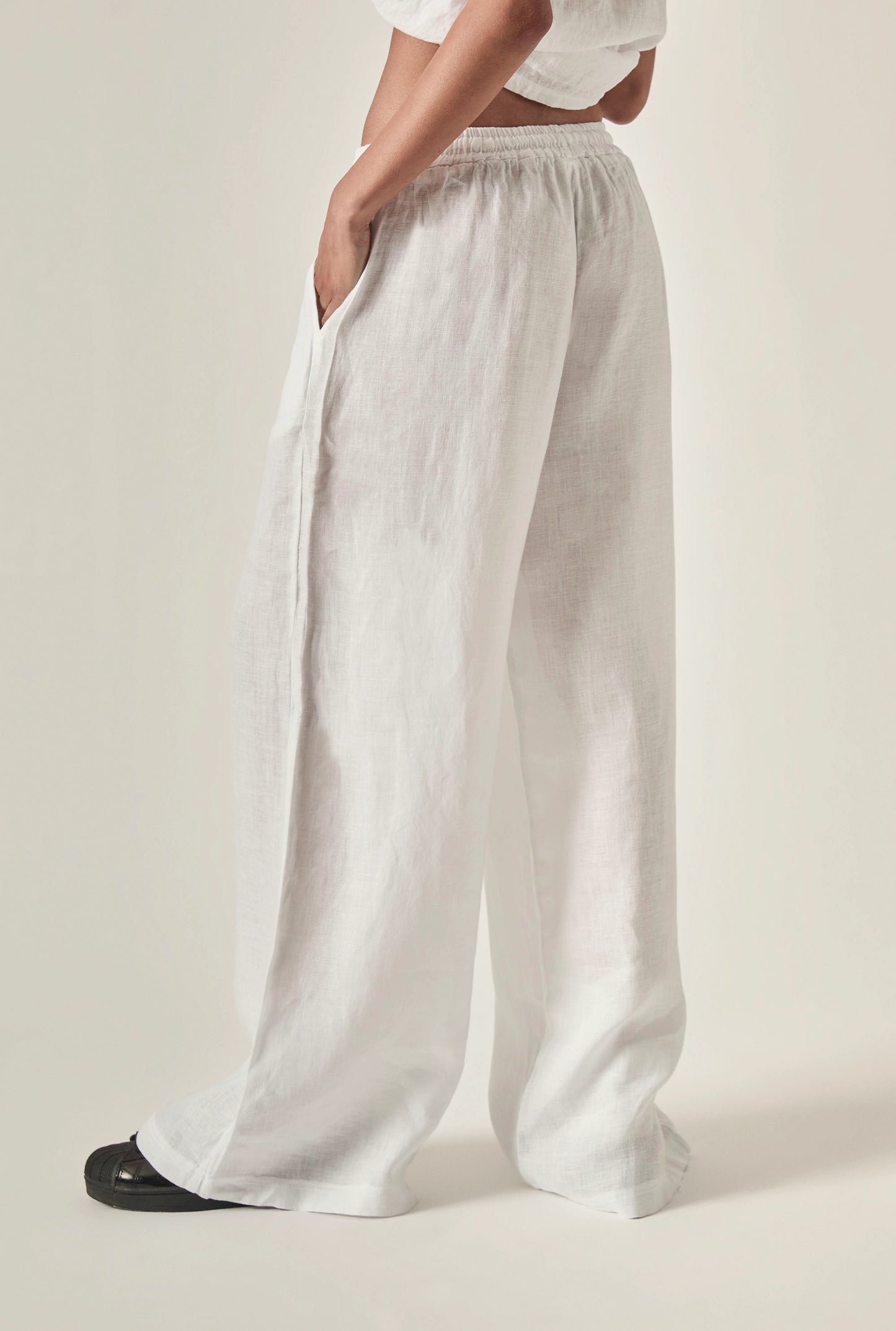 White Pure Linen Trousers