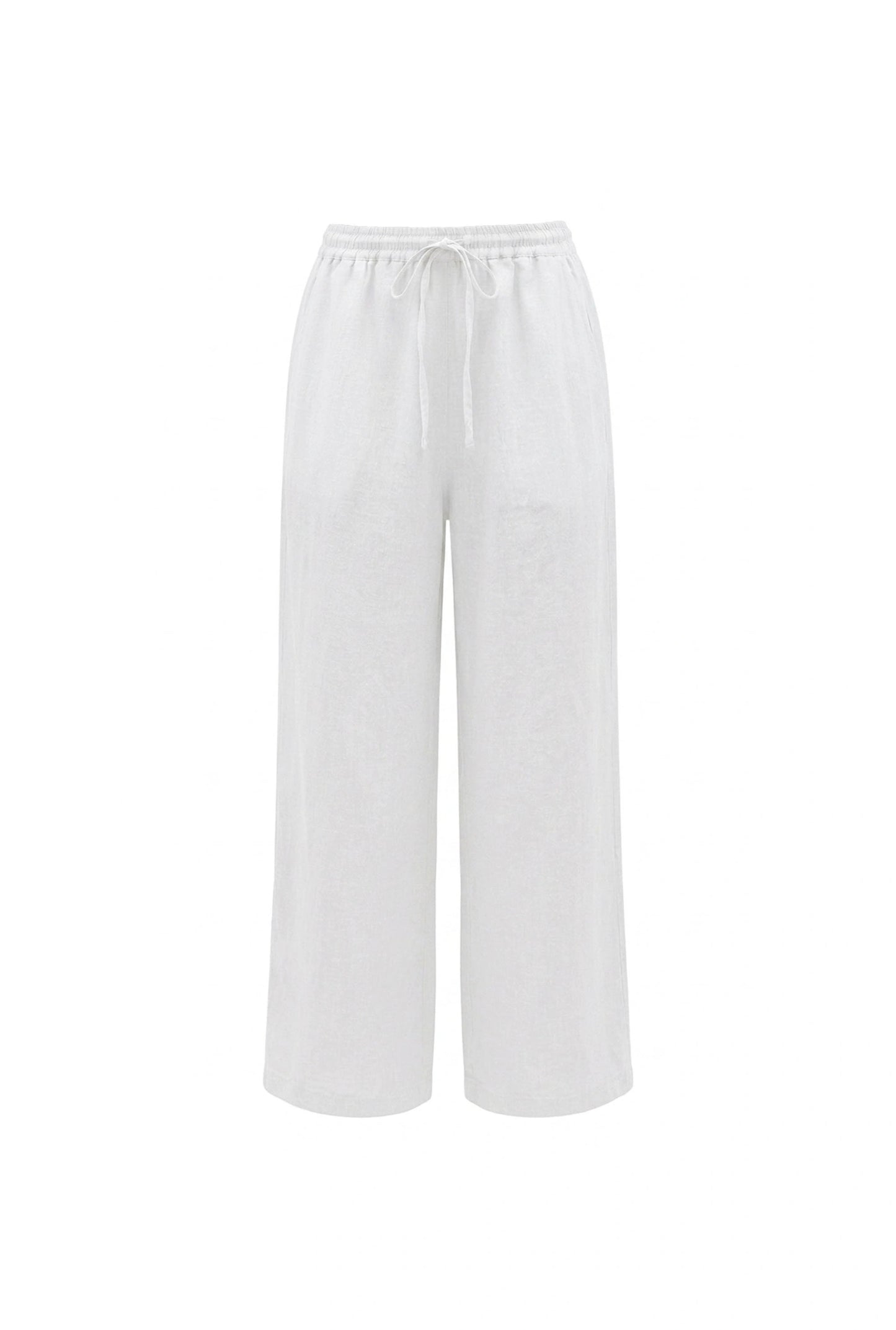 White Pure Linen Trousers