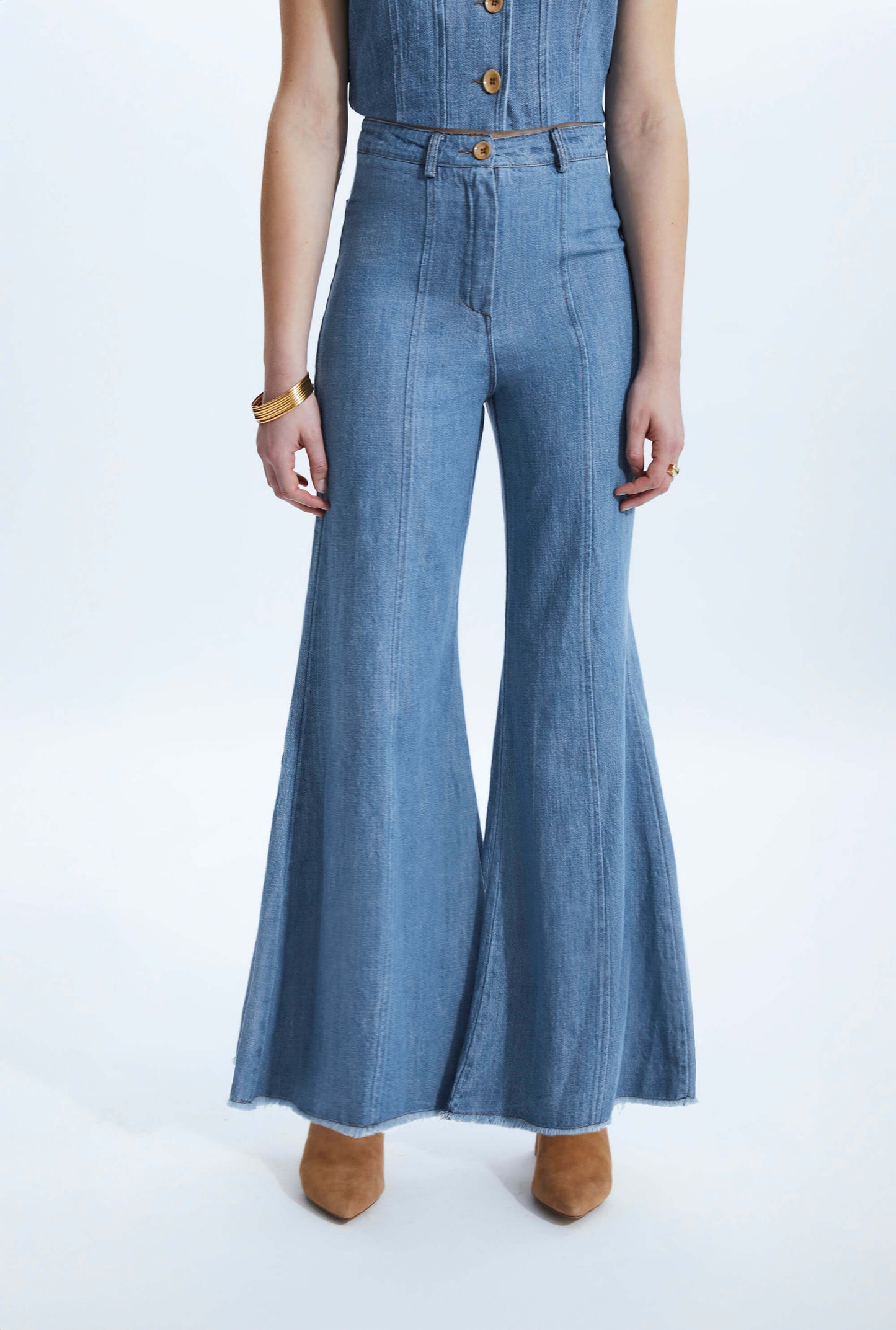 Wide Leg Denim Trousers