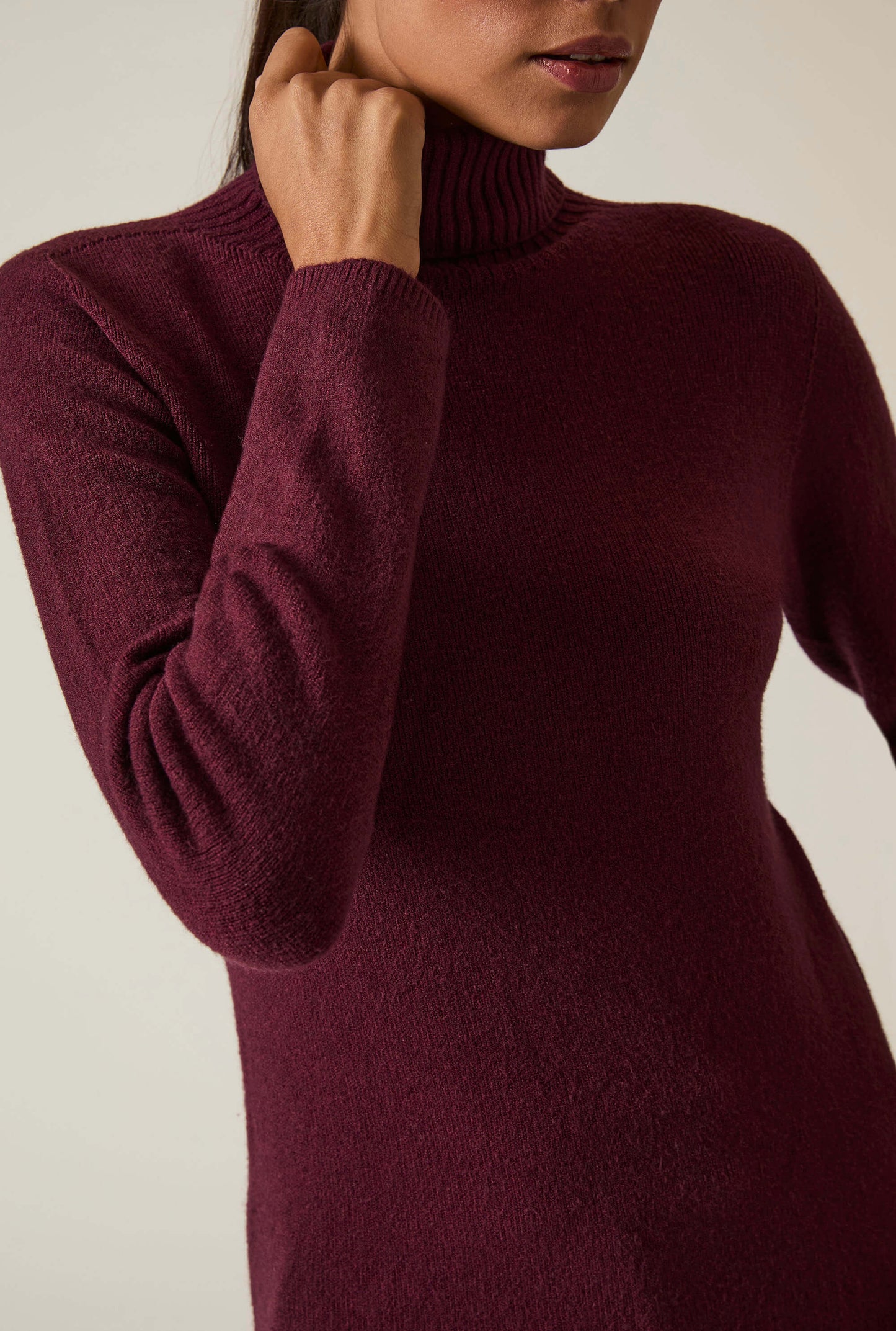 Wine Polo Neck Jumper