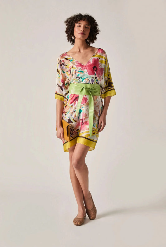 Yellow Floral Mosaic Kaftan