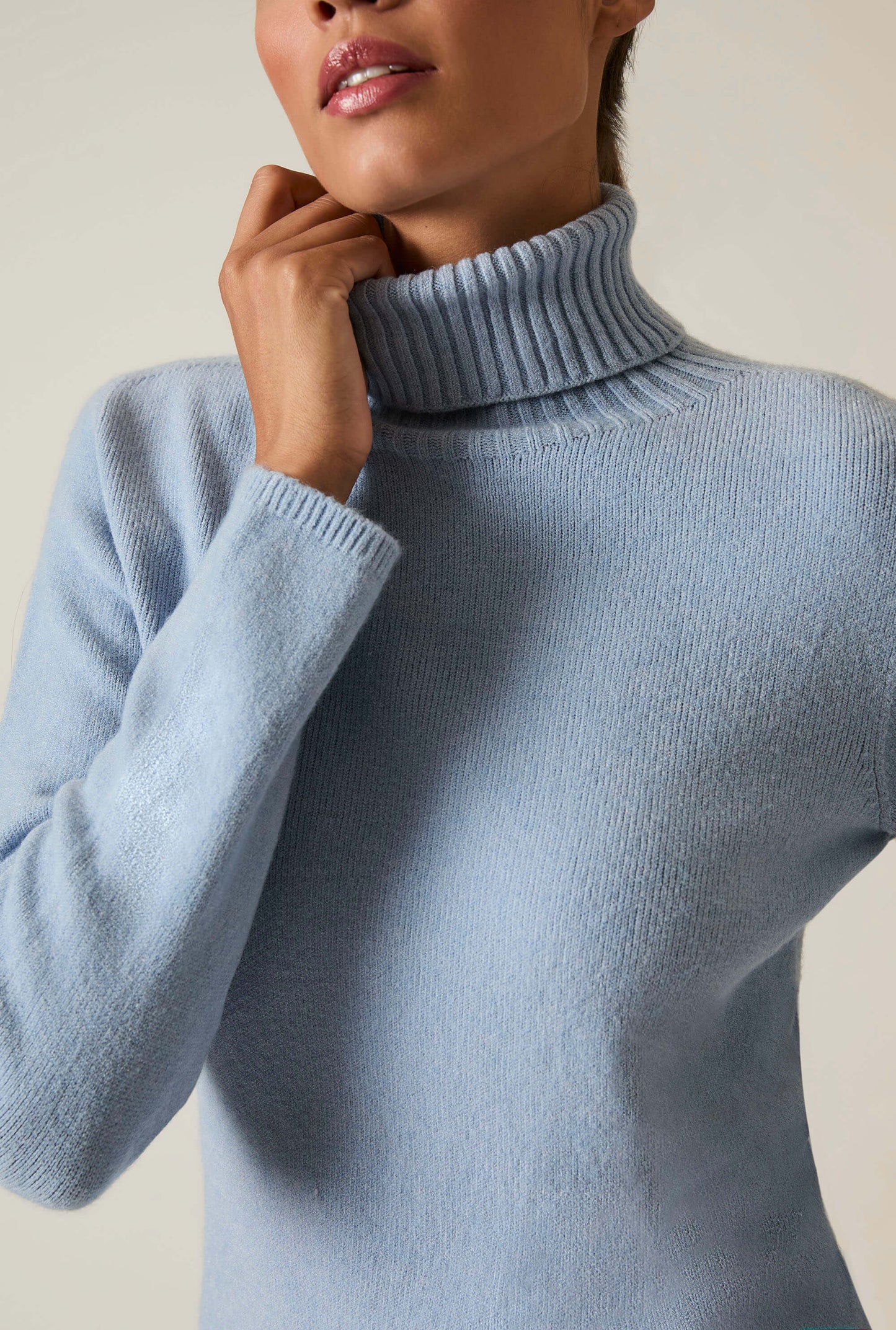Pale Blue Polo Neck Jumper