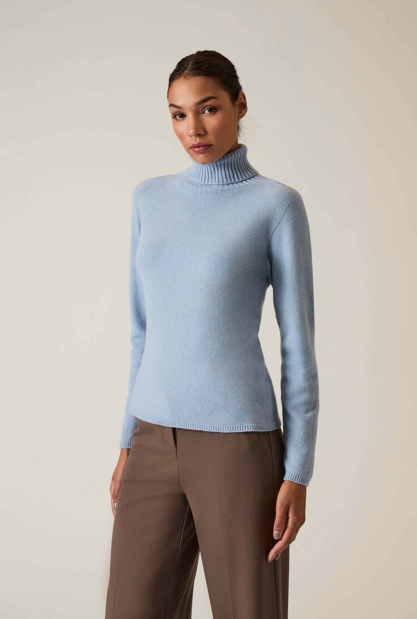 Pale Blue Polo Neck Jumper