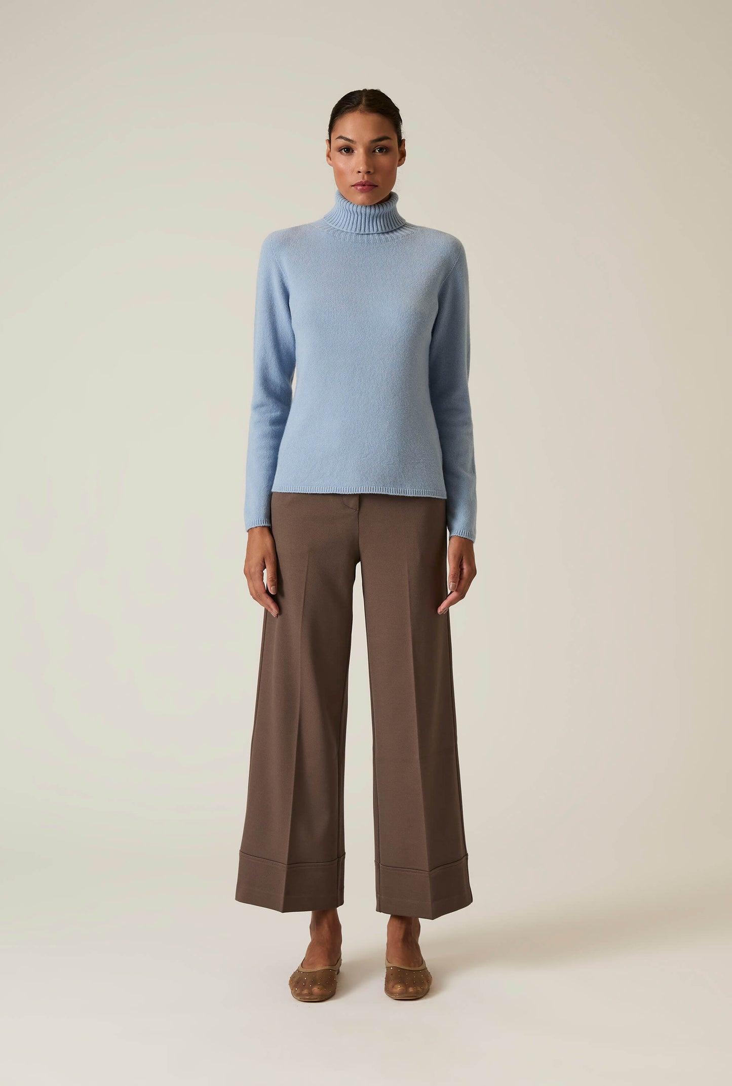 Pale Blue Polo Neck Jumper