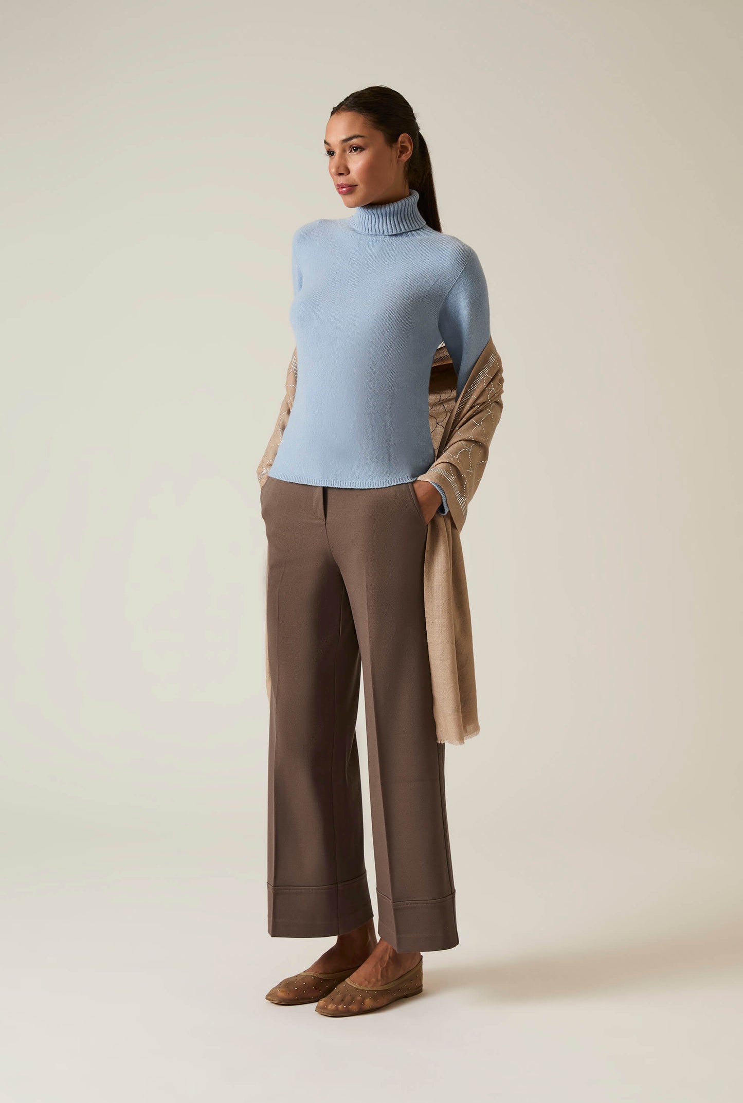 Pale Blue Polo Neck Jumper