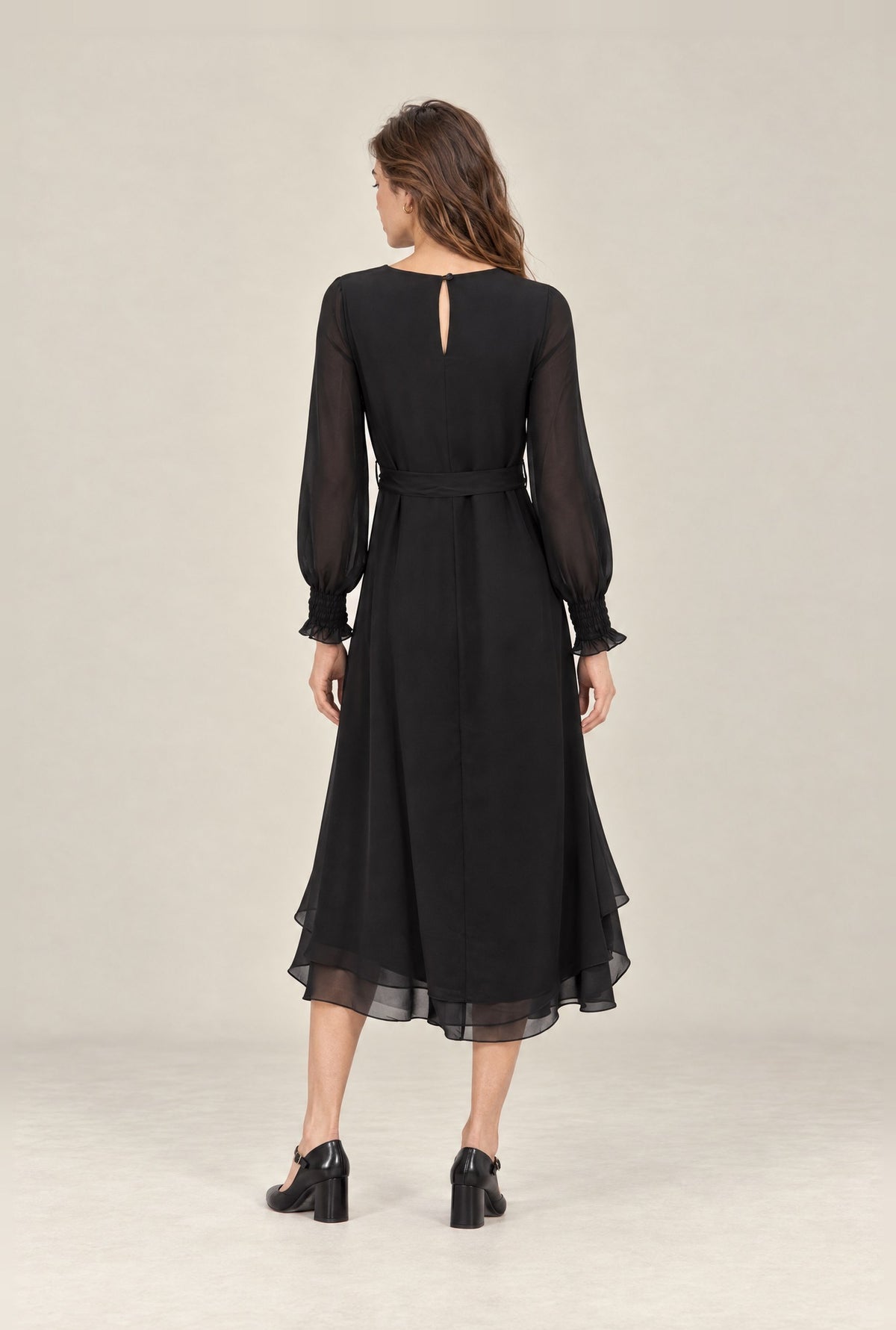 Black Belted Midi Dress