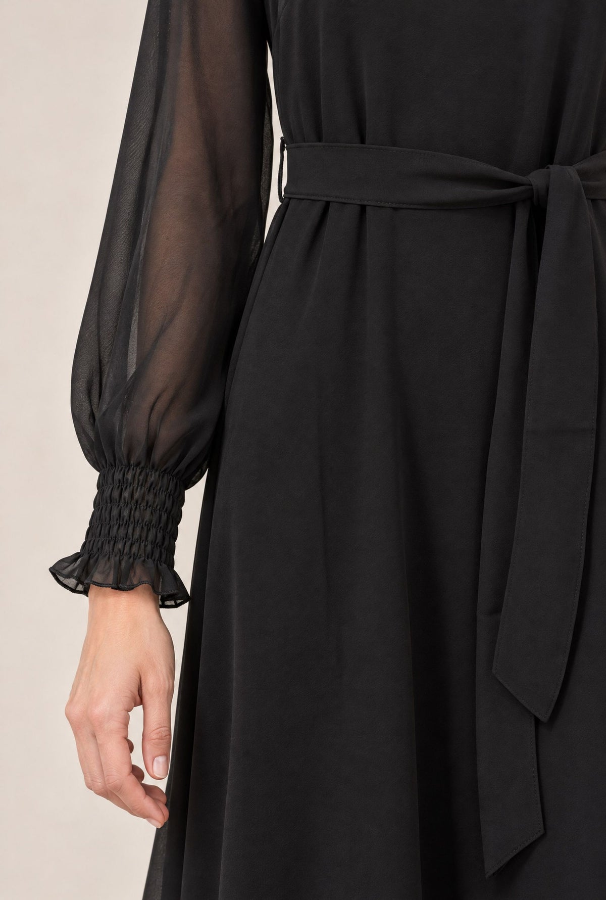 Black Belted Midi Dress