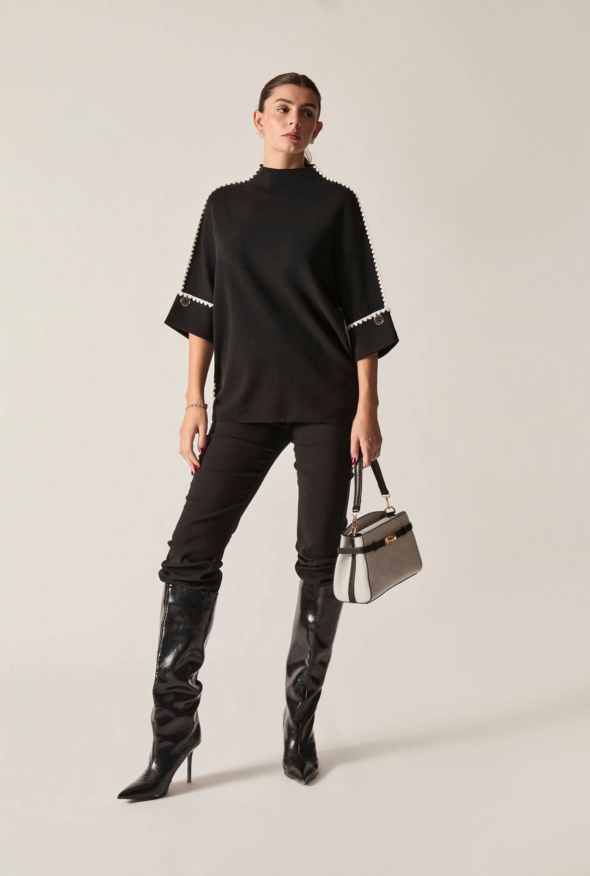 Black Contrast Trim Jumper