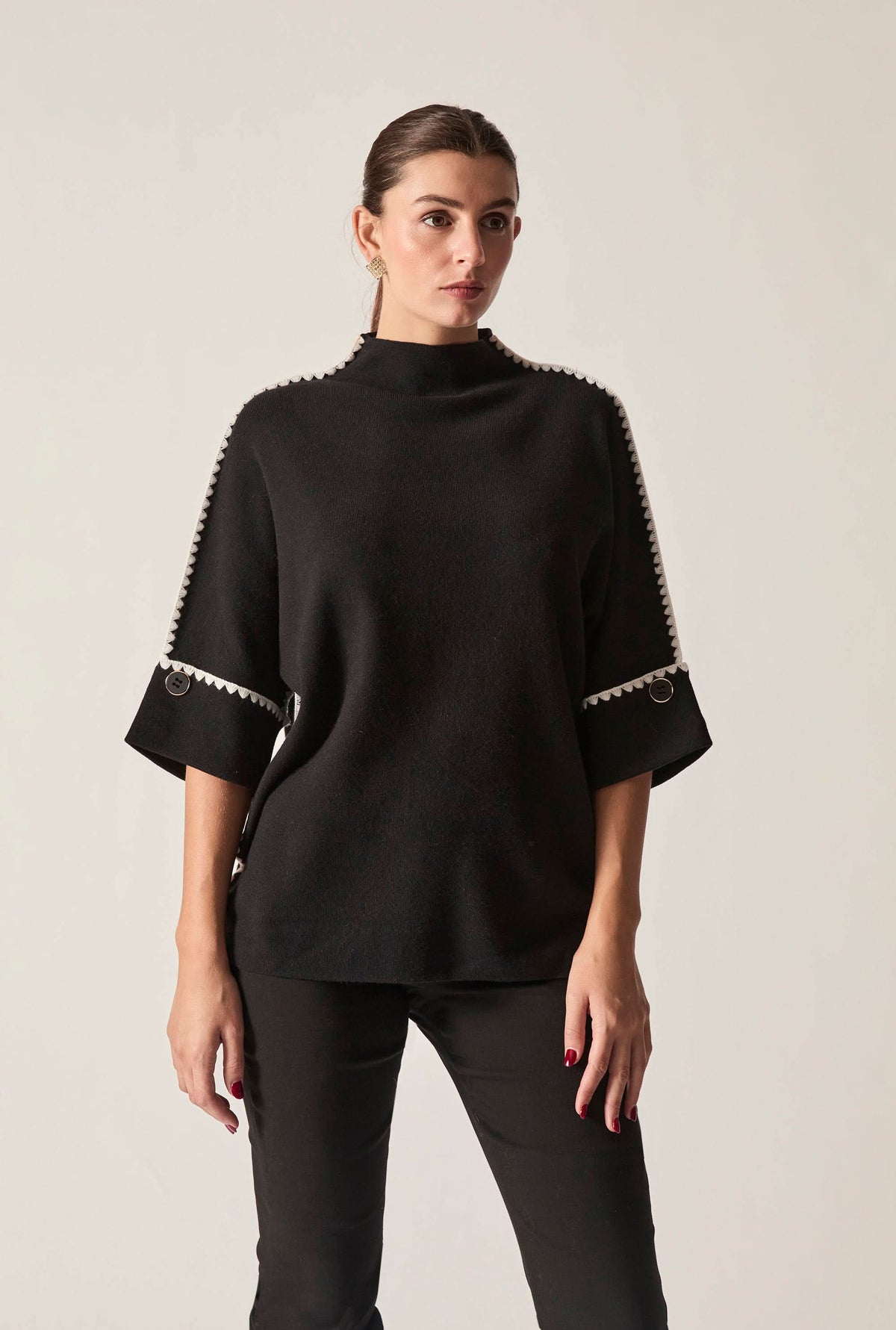 Black Contrast Trim Jumper