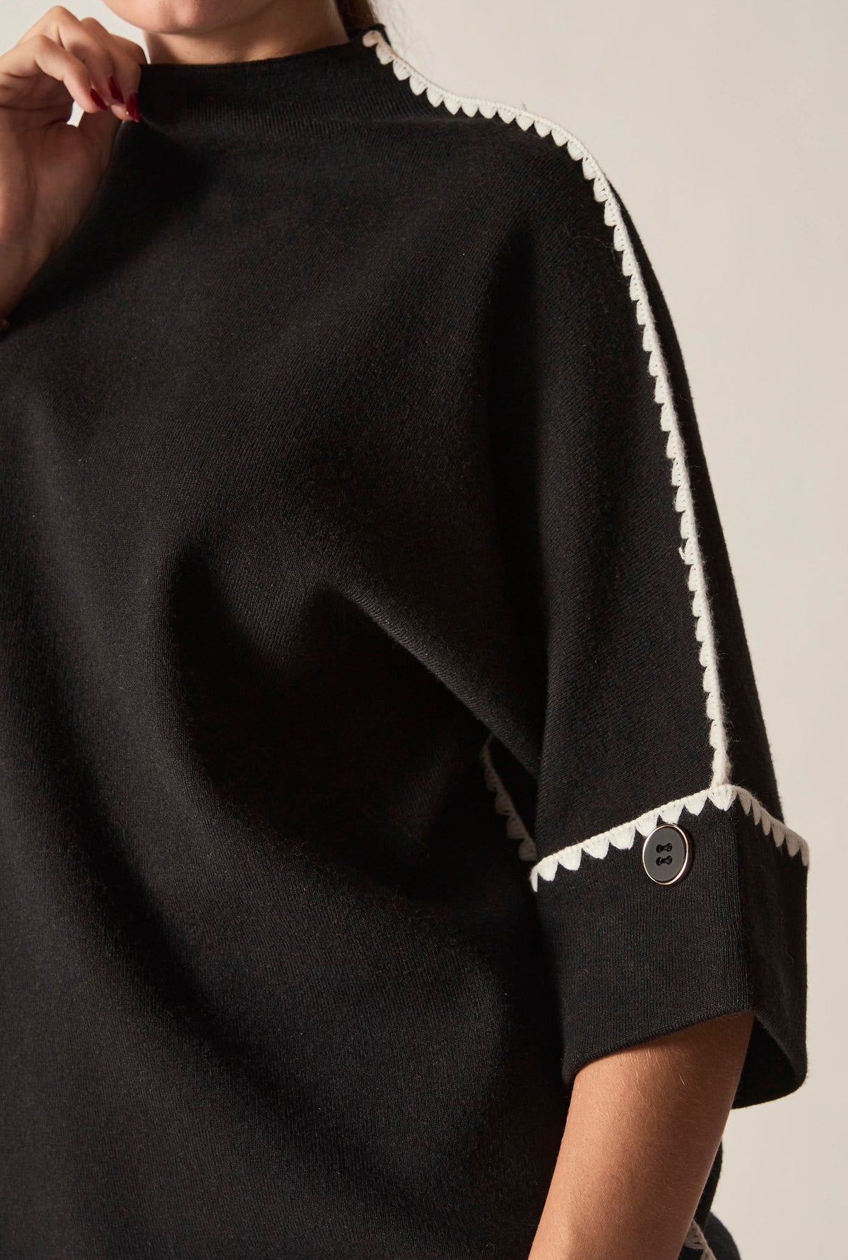 Black Contrast Trim Jumper