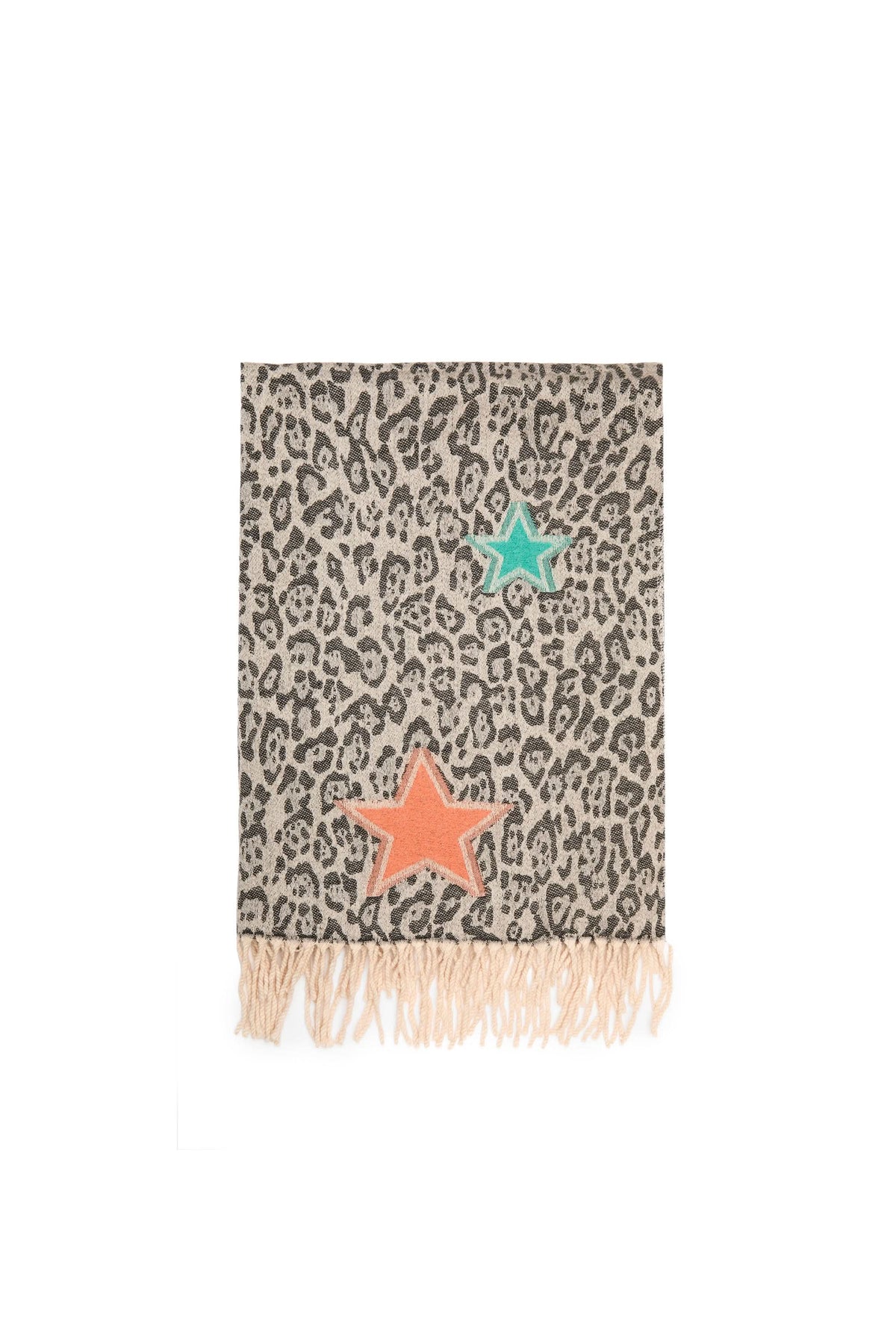 Black Leopard Print Star Scarf