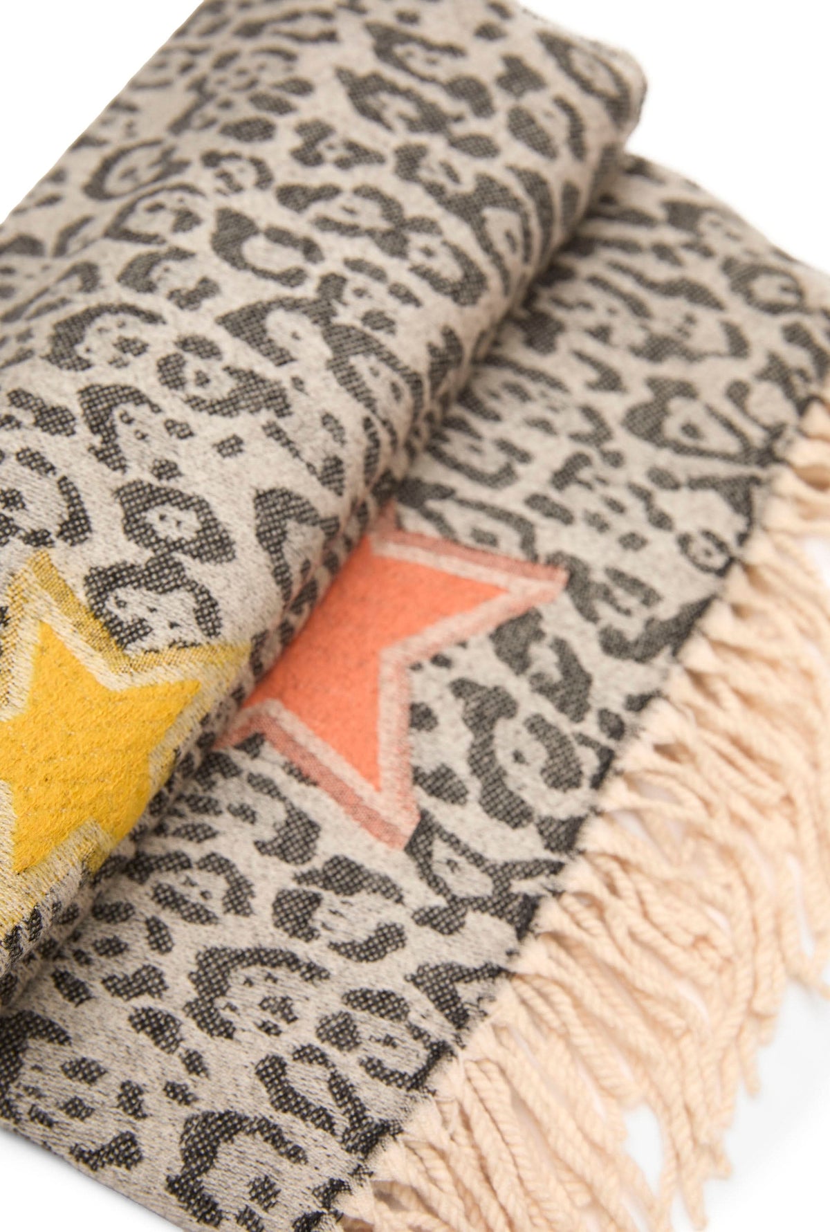 Black Leopard Print Star Scarf