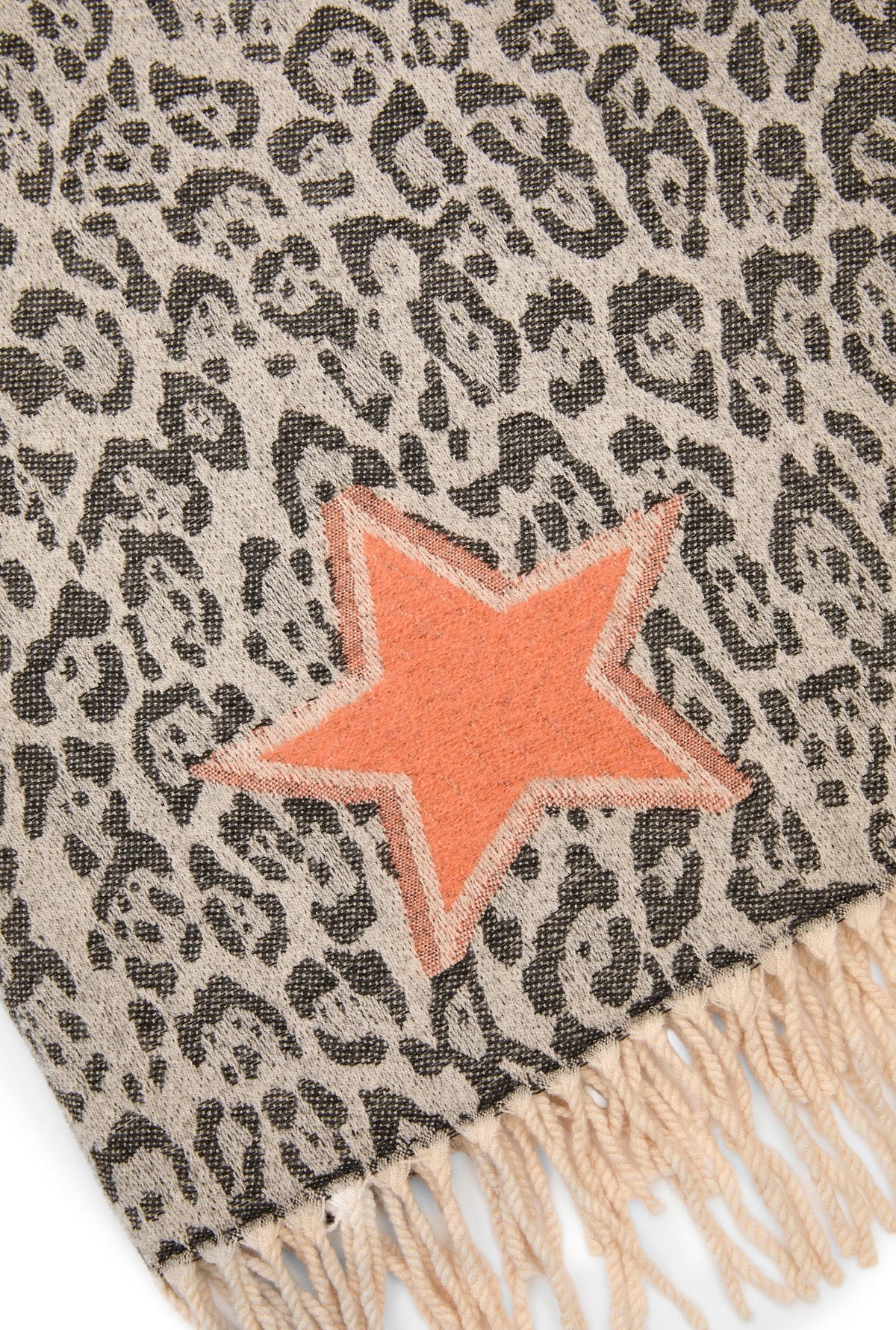 Black Leopard Print Star Scarf