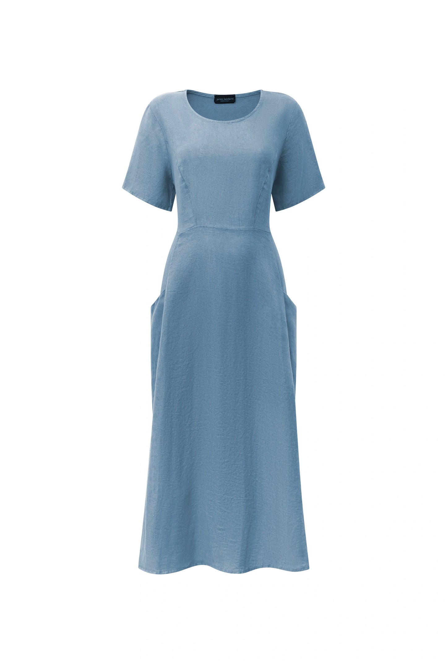 Denim Blue Linen Midi Dress