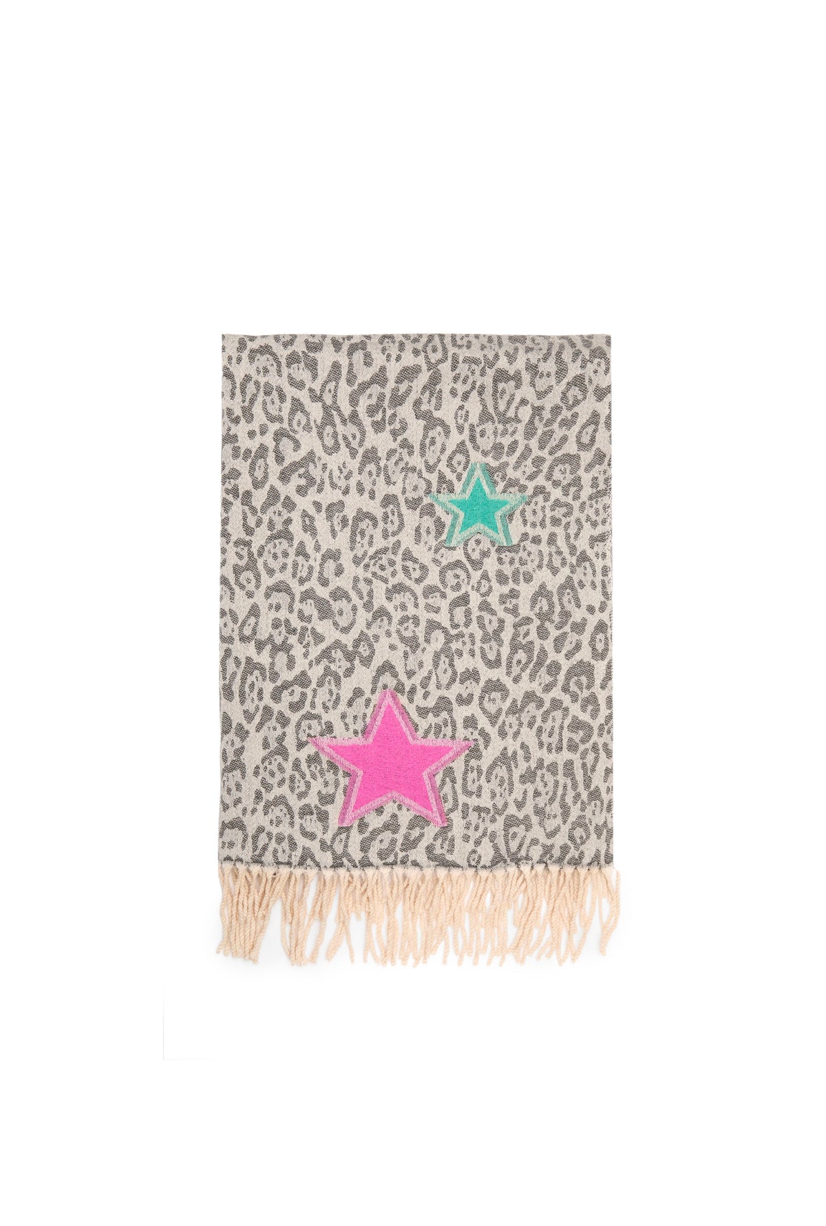 Grey Leopard Print Star Scarf