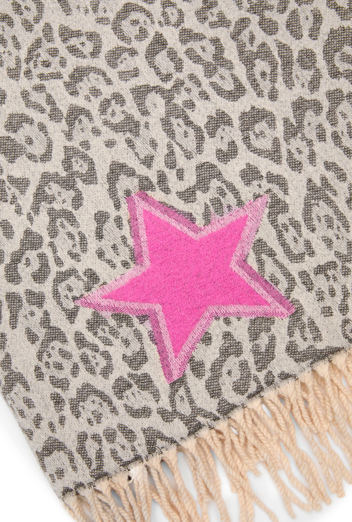 Grey Leopard Print Star Scarf