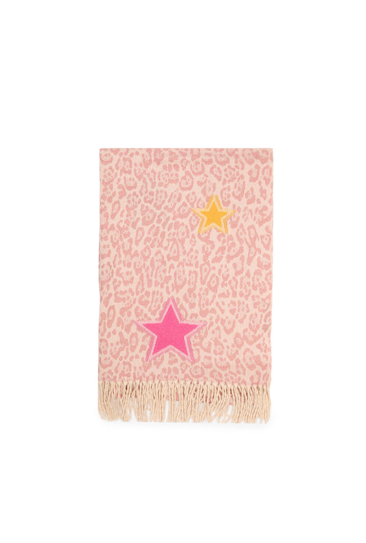 Pink Leopard Print Star Scarf