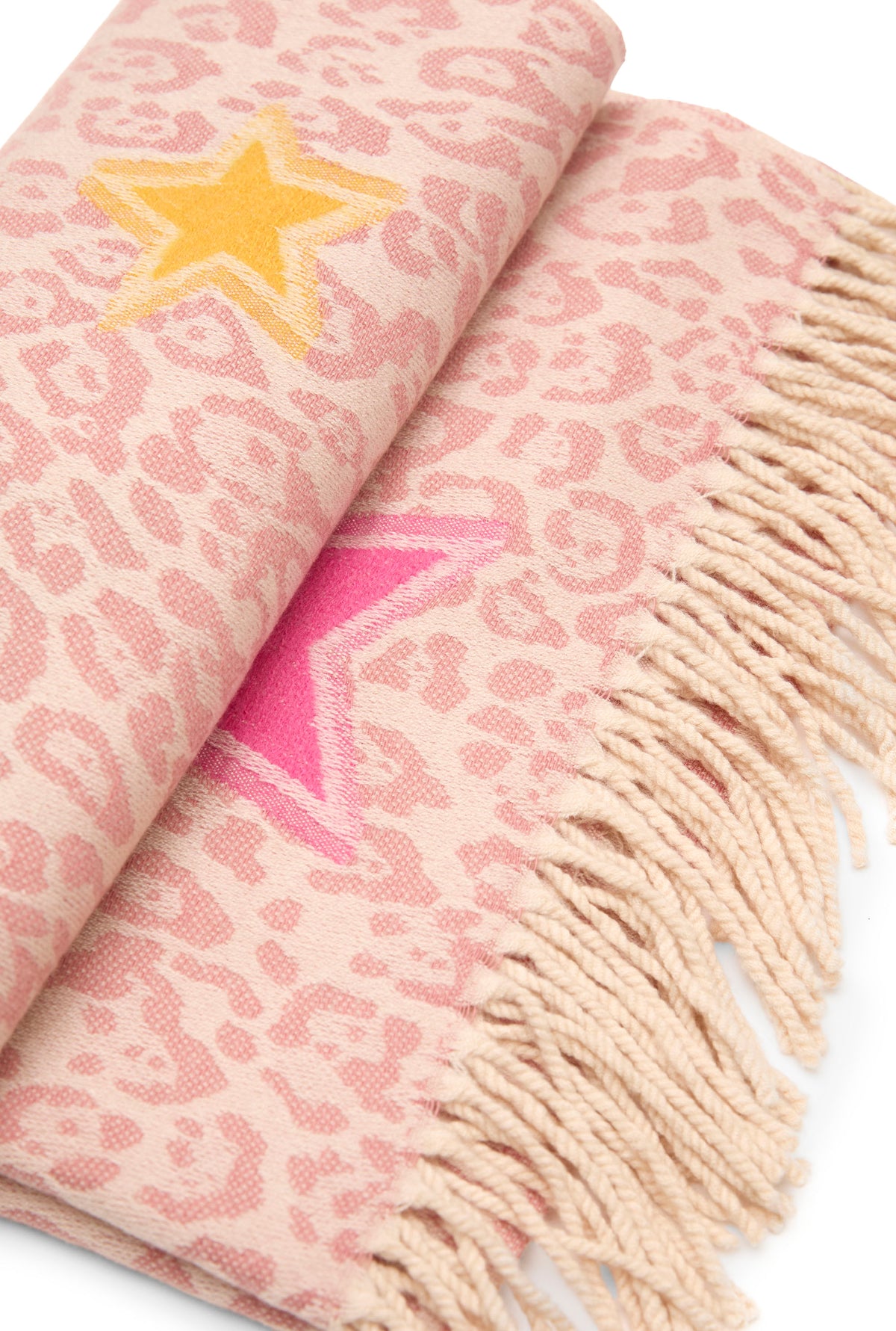 Pink Leopard Print Star Scarf