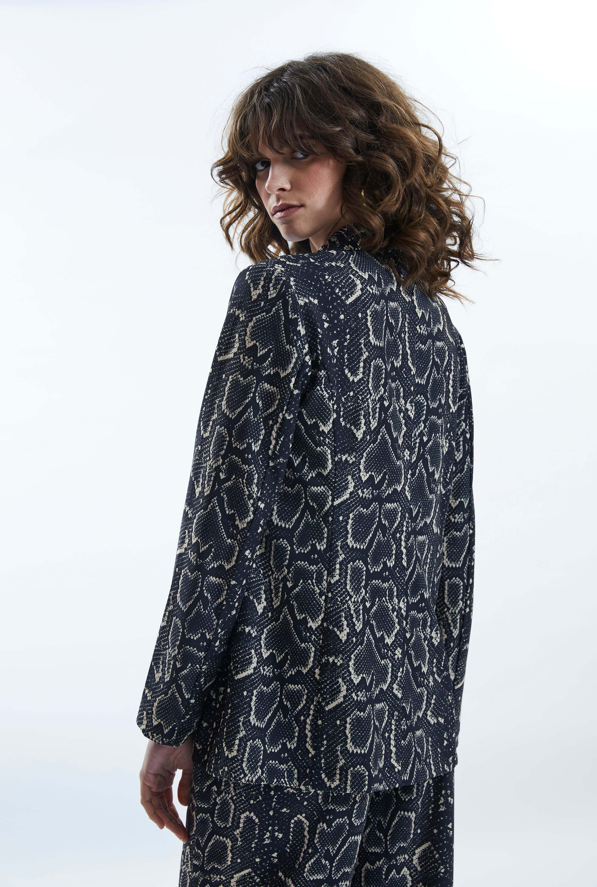 Python Print Blazer Black-Beige - Chic and Stylish Black-Beige Blazer ...