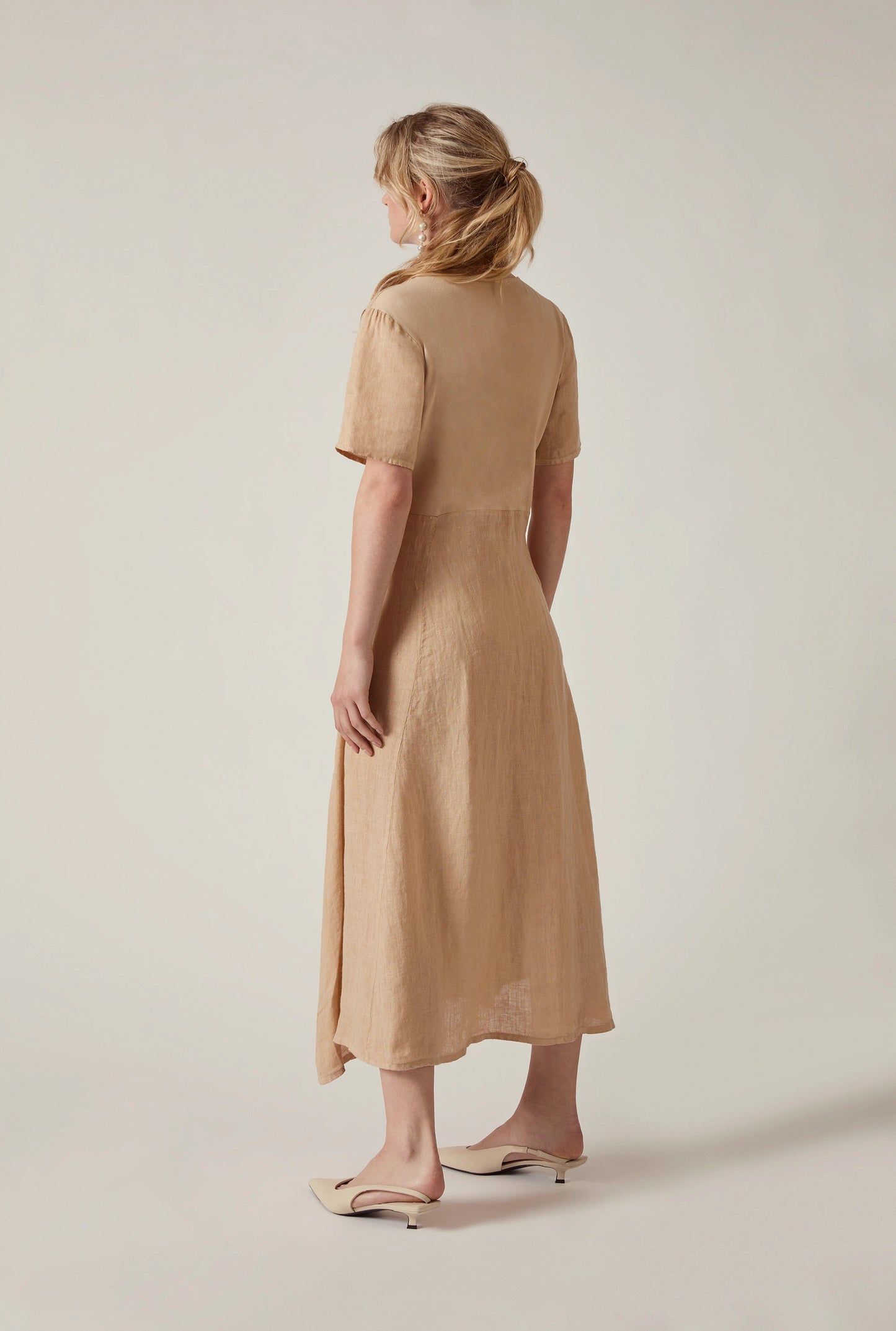 Sand Linen Midi Dress