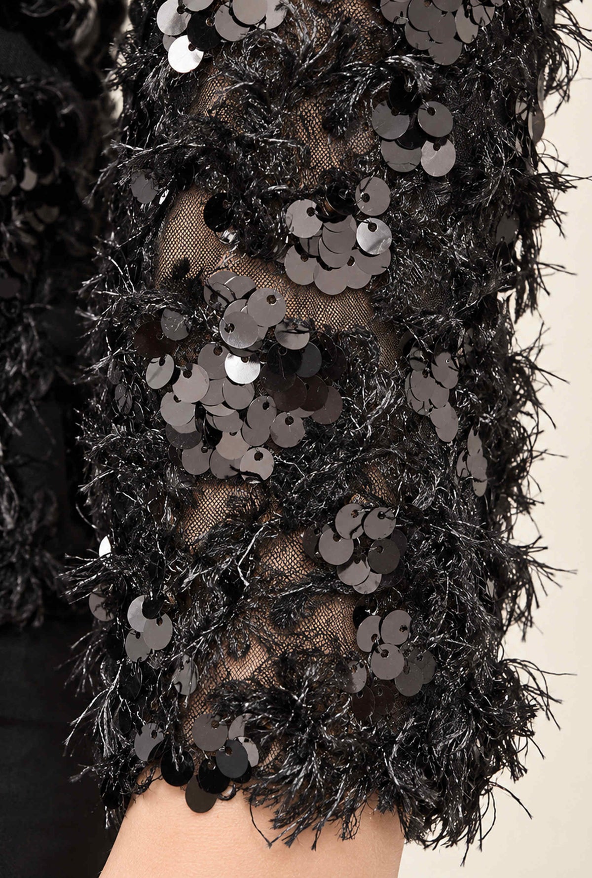 Black Sequin Lace Top