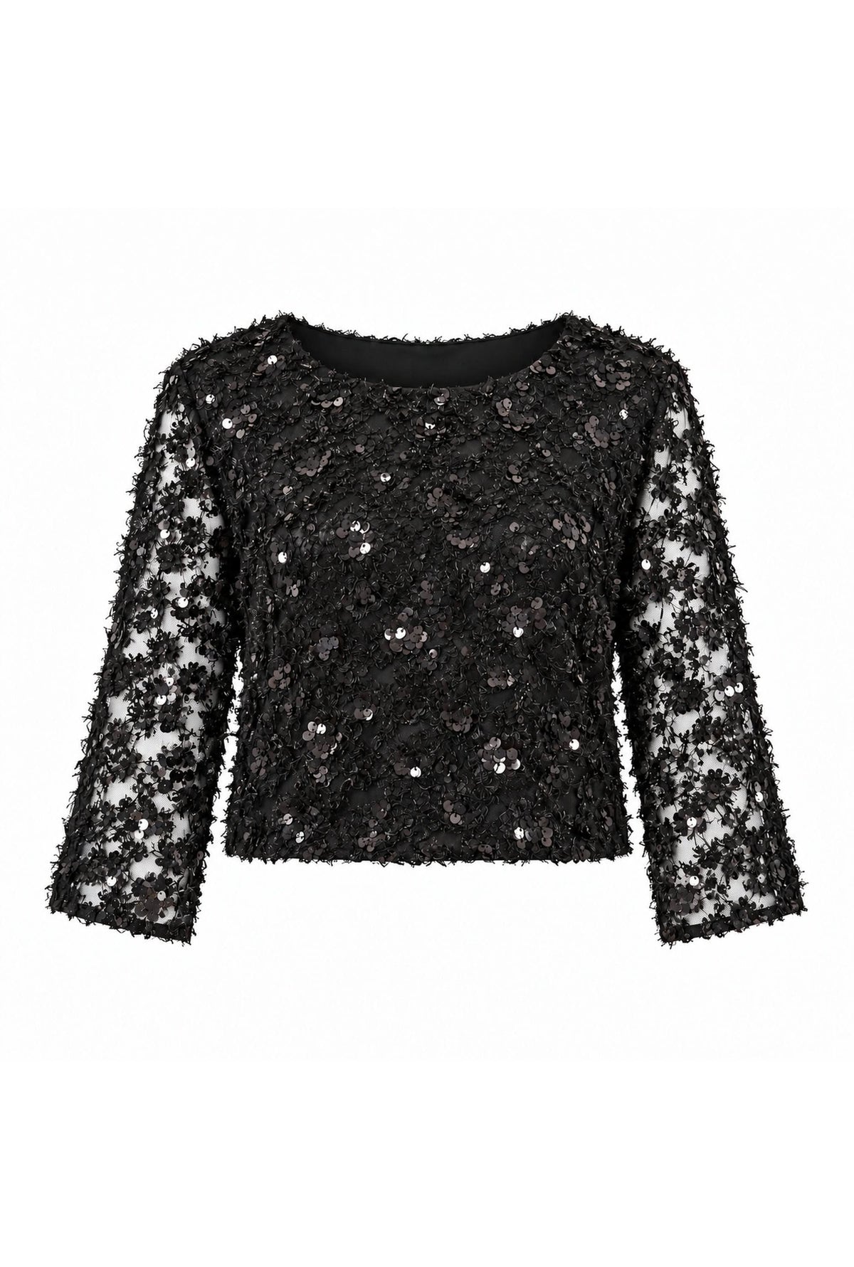 Black Sequin Lace Top