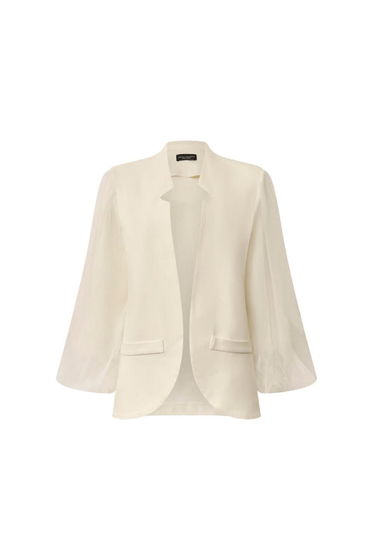 Tulle Sleeve White Blazer