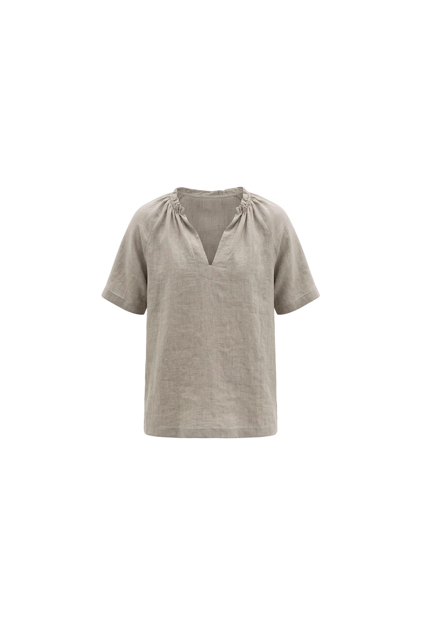 Taupe Pure Linen Blouse