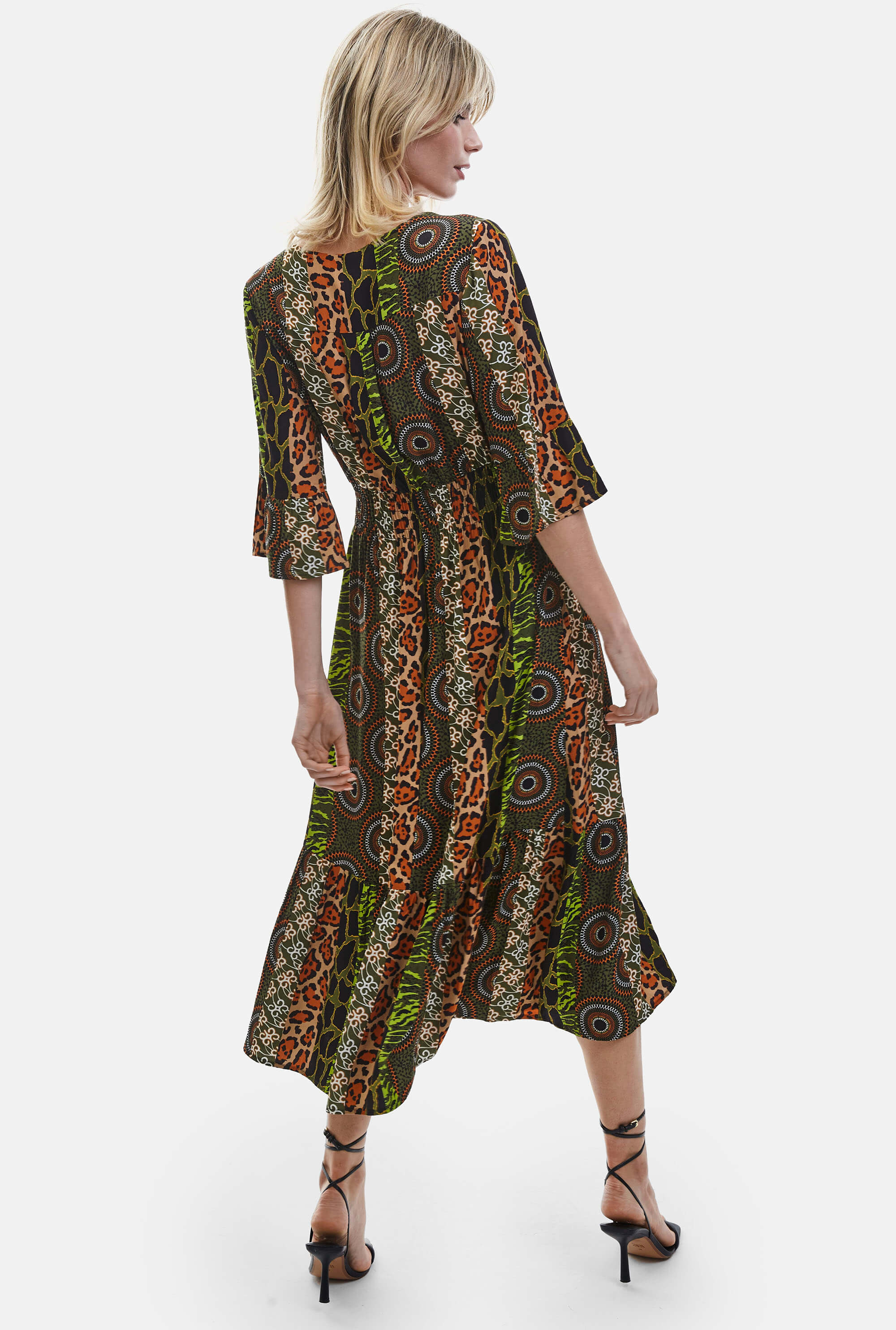 Flute sleeve online midi dress