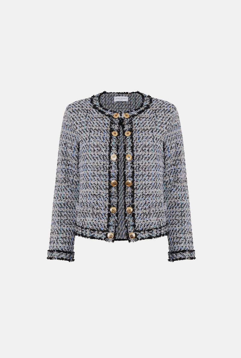 Short black tweed jacket store