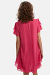Short Sleeve Wave Hem Dress Fuchsia - James Lakeland