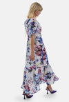 V-neck Floral Midi Dress Blue - James Lakeland
