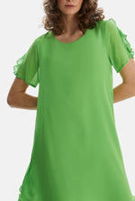 Short Sleeve Wave Hem Dress Green - James Lakeland