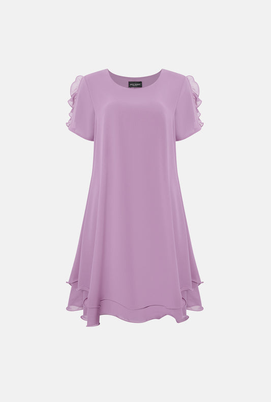 Short Sleeve Wave Hem Dress Lilac - James Lakeland
