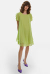 Short Sleeve Wave Hem Dress Lime - James Lakeland